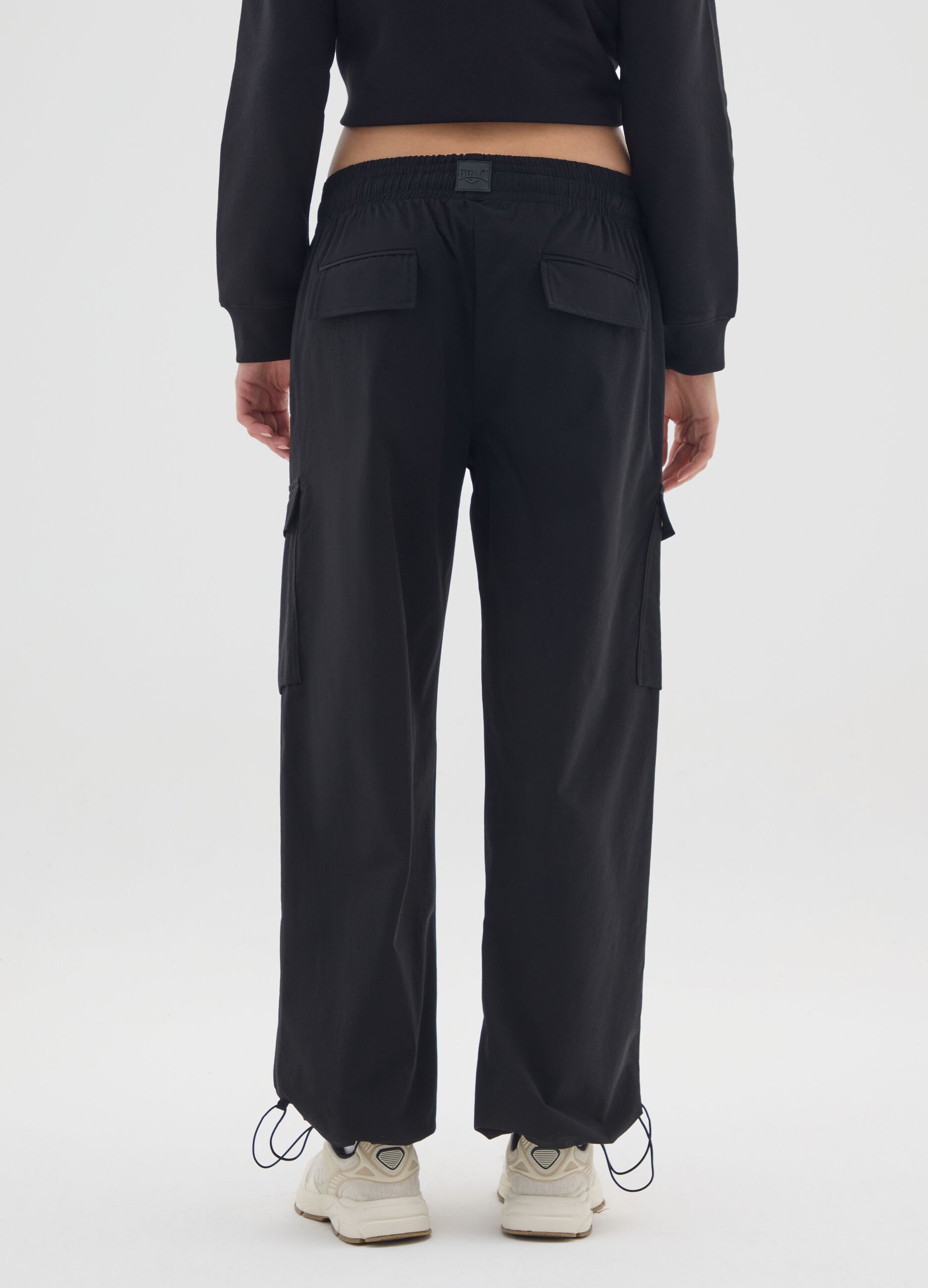 Black Stretch Fabric Cargo Trousers Regular Fit Everlast