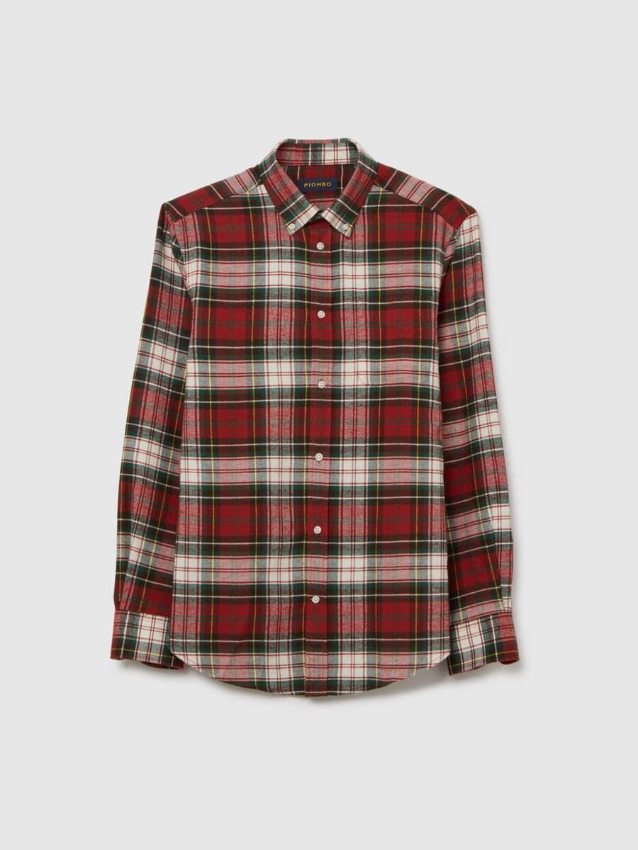 Multicolor check pure cotton regular fit flannel shirt_4