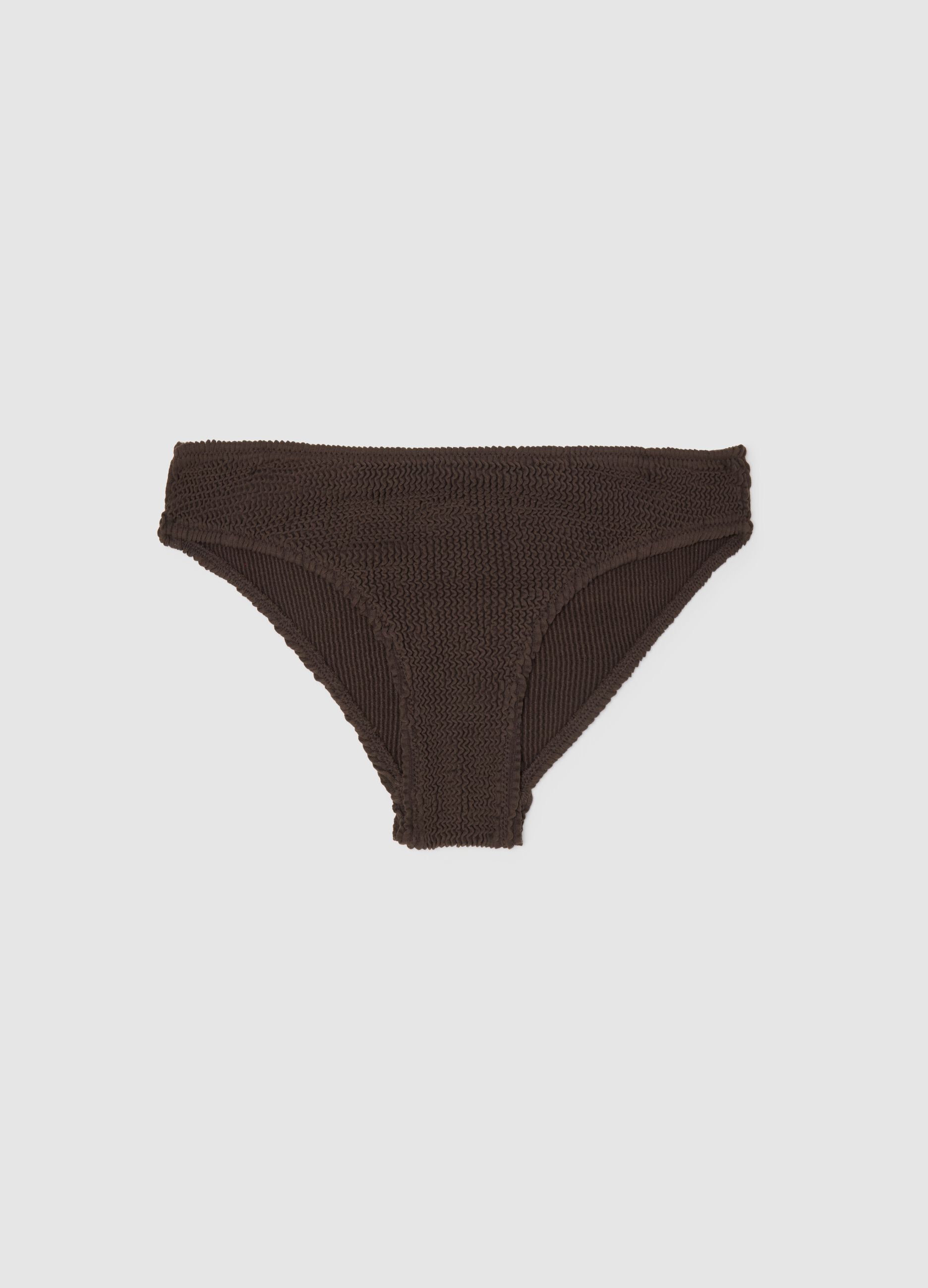Slip bikini da donna in tessuto elasticizzato marrone