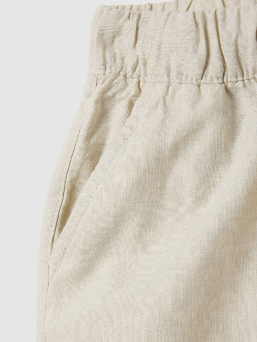 Pantaloni da bambino in misto lino beige relaxed fit_3