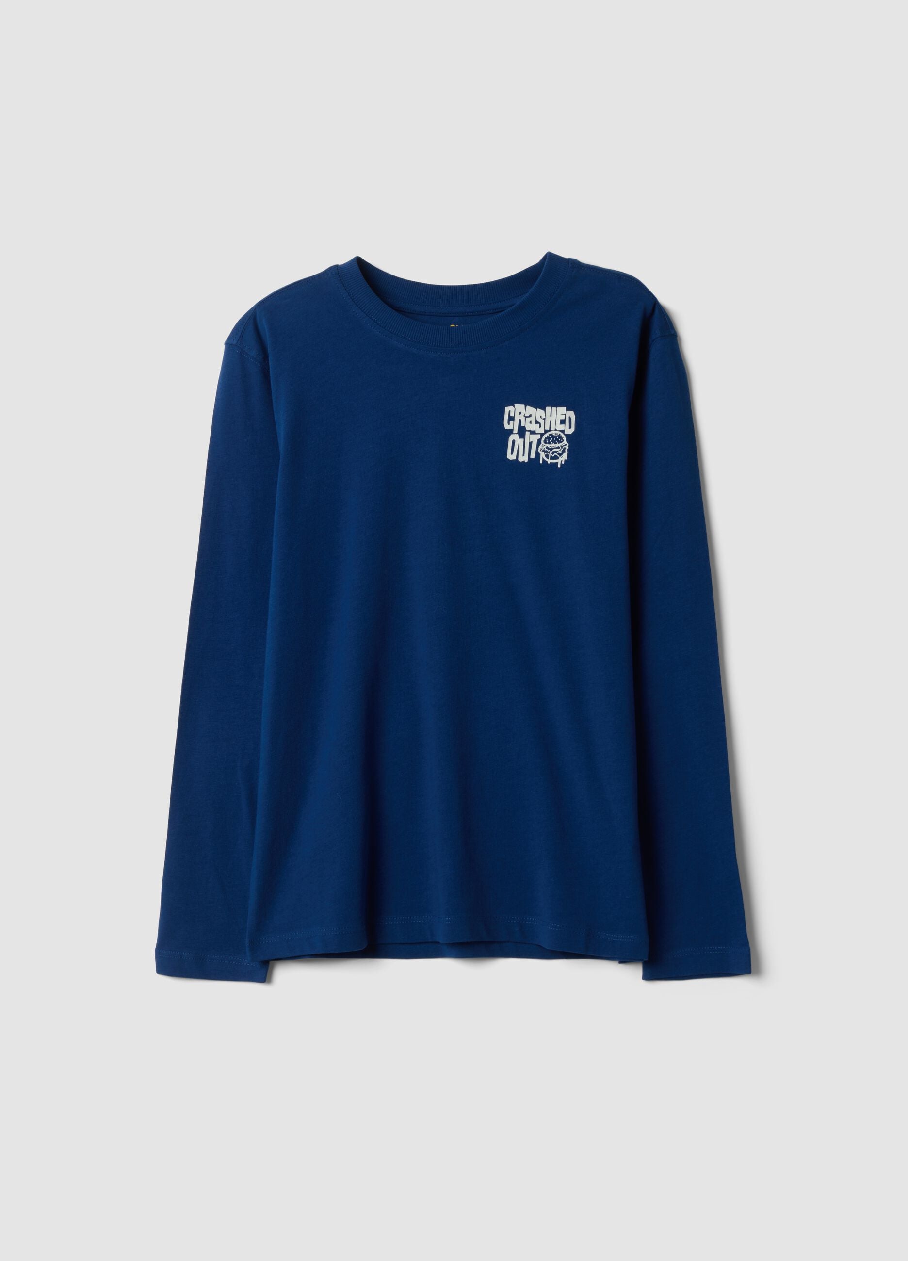 T-shirt blu in puro cotone organico relaxed fit con stampa