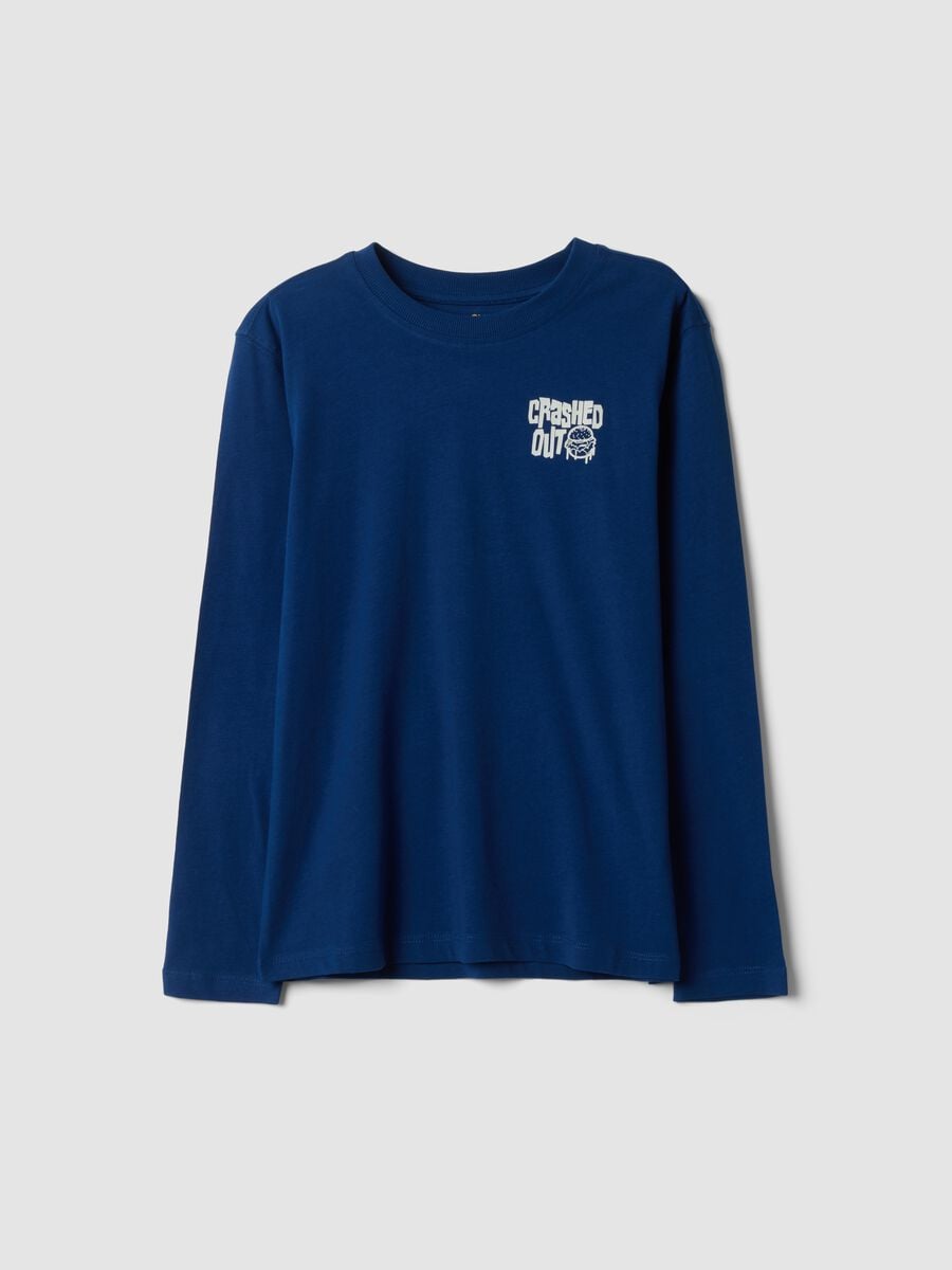 Blue organic cotton relaxed-fit T-shirt with print_0