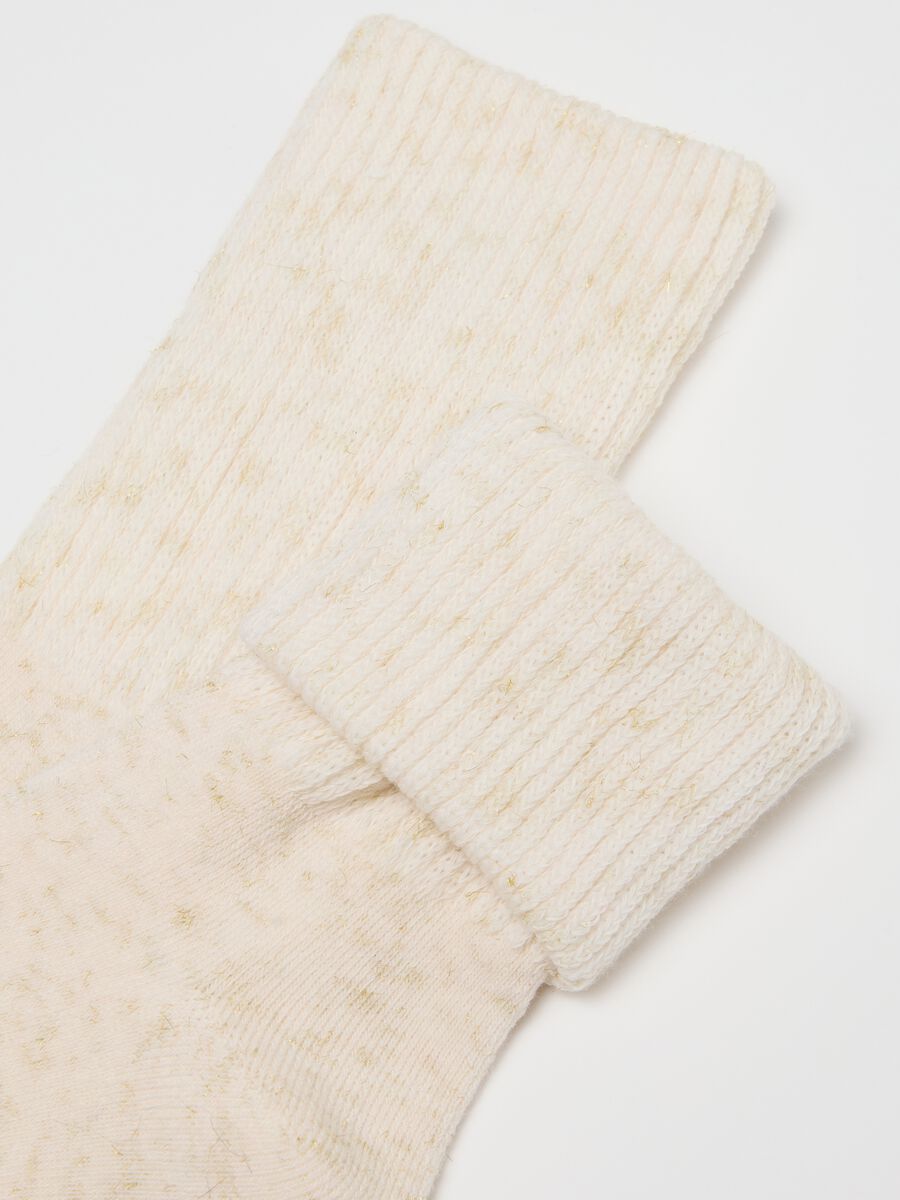 Beige Socks with Metallic Fibres_1