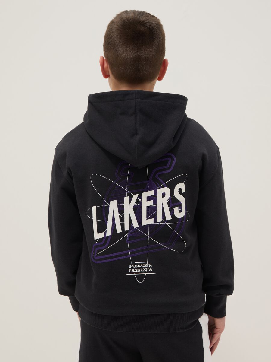 Kids' Regular Fit Pure Black Cotton Sweatshirt with Lakers Print_1