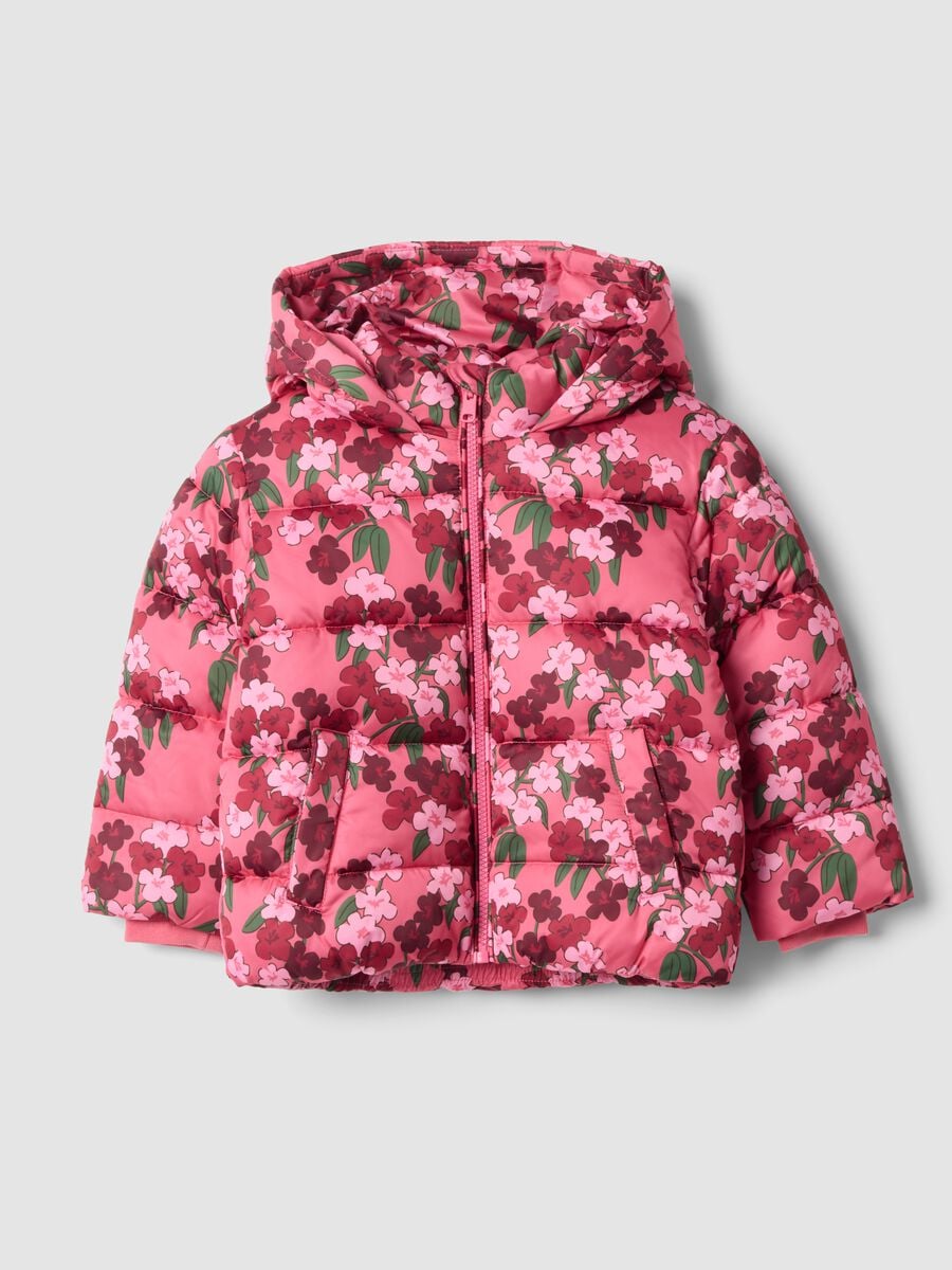 Girls&rsquo; multicoloured floral padded jacket with detachable hood_0