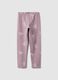 Pink skinny fit stretch cotton leggings for girls_0