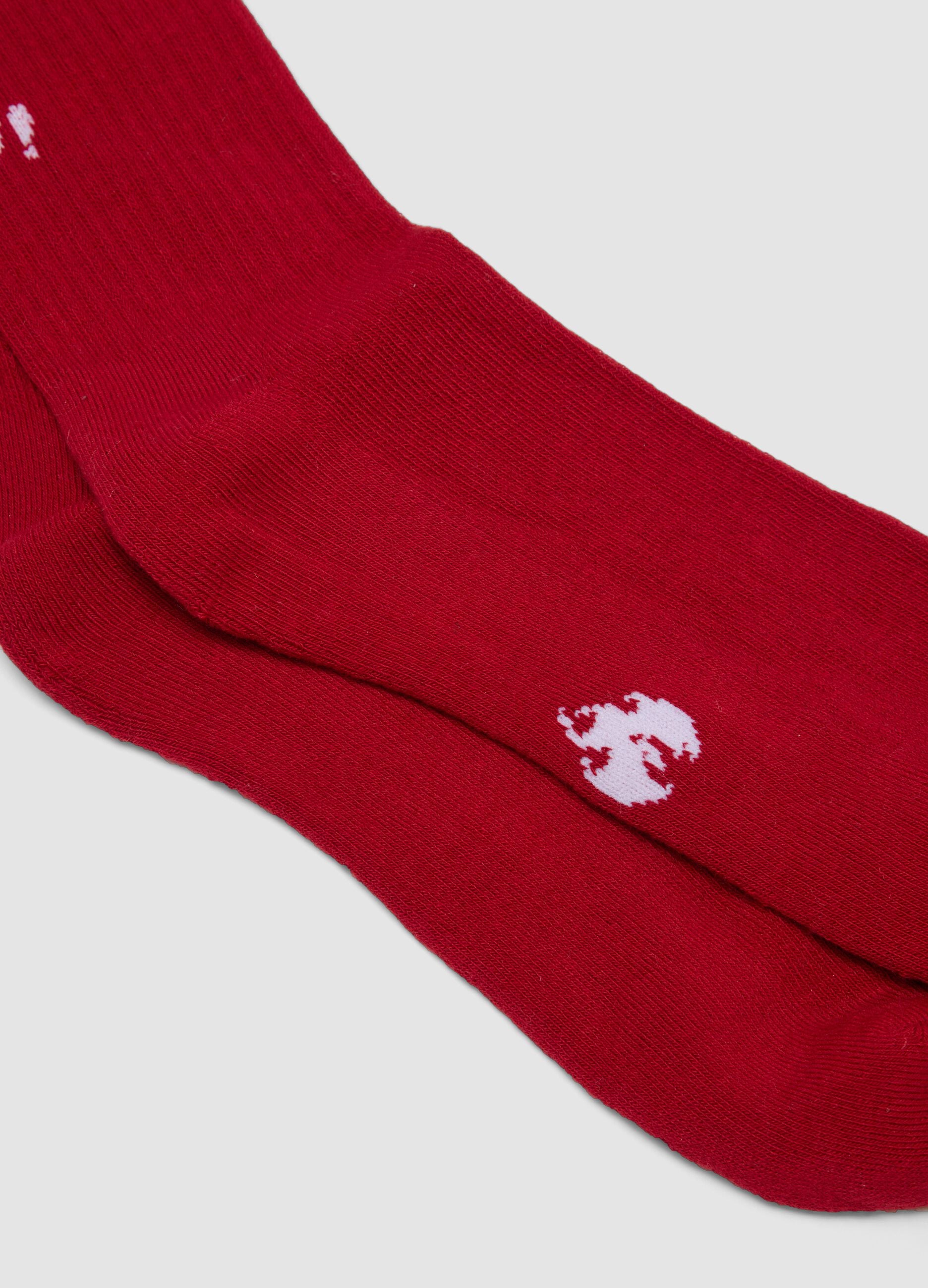 Red stretch-cotton sports socks