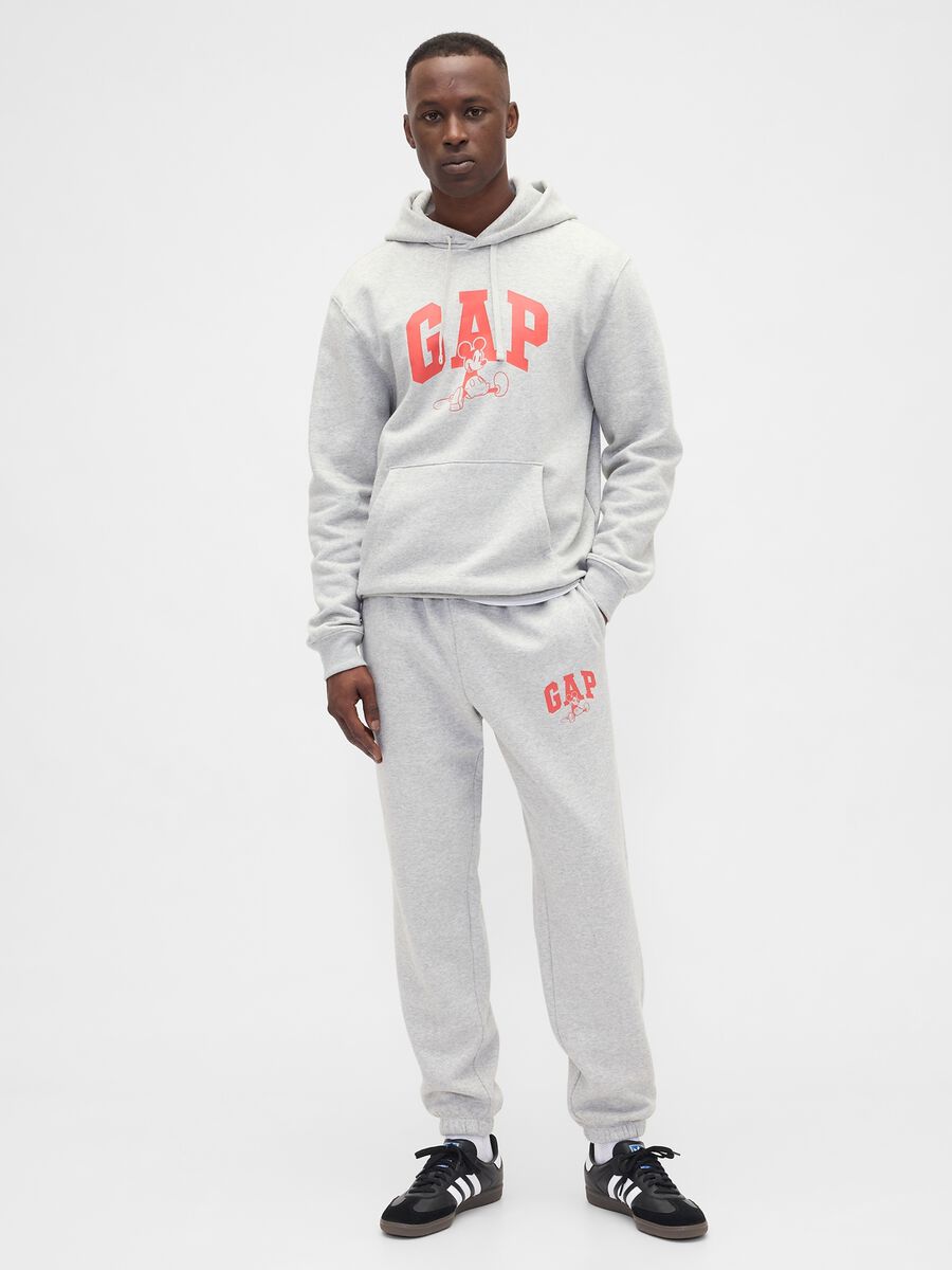 Pantaloni grigi jogger in misto tessuto_0