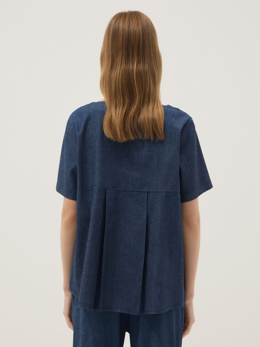 Blusa blu in cotone elasticizzato_3
