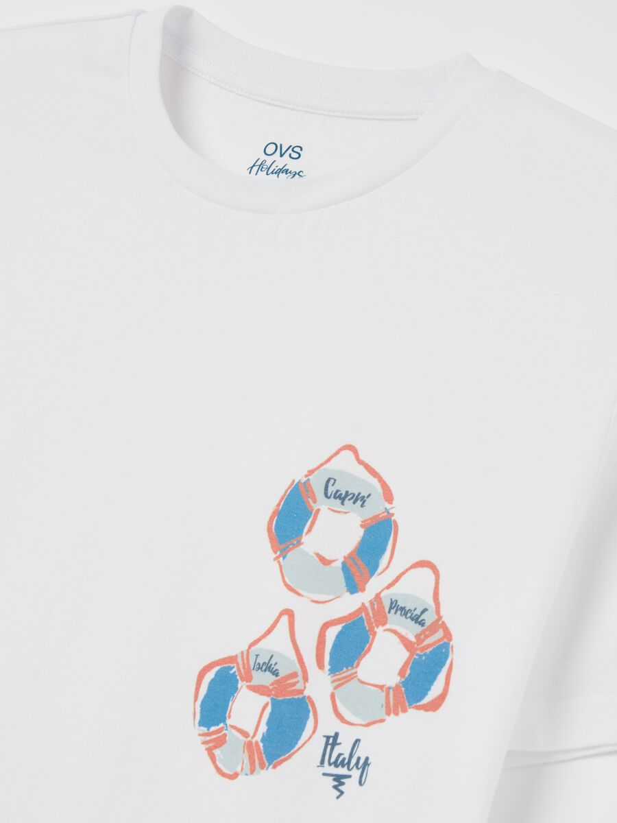 Cotton T-shirt with coastal cities motif print_5