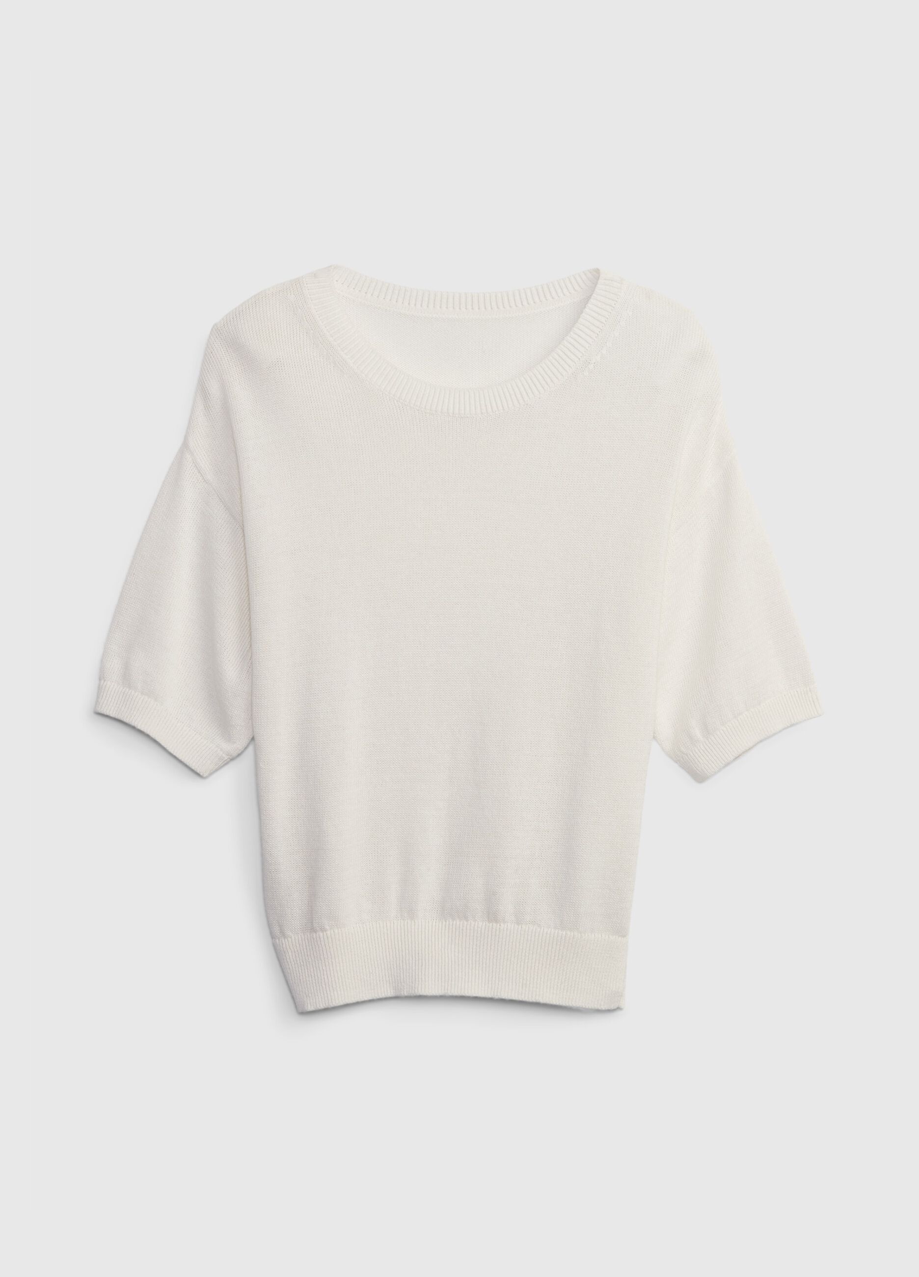 Elbow-length pullover in linen and cotton