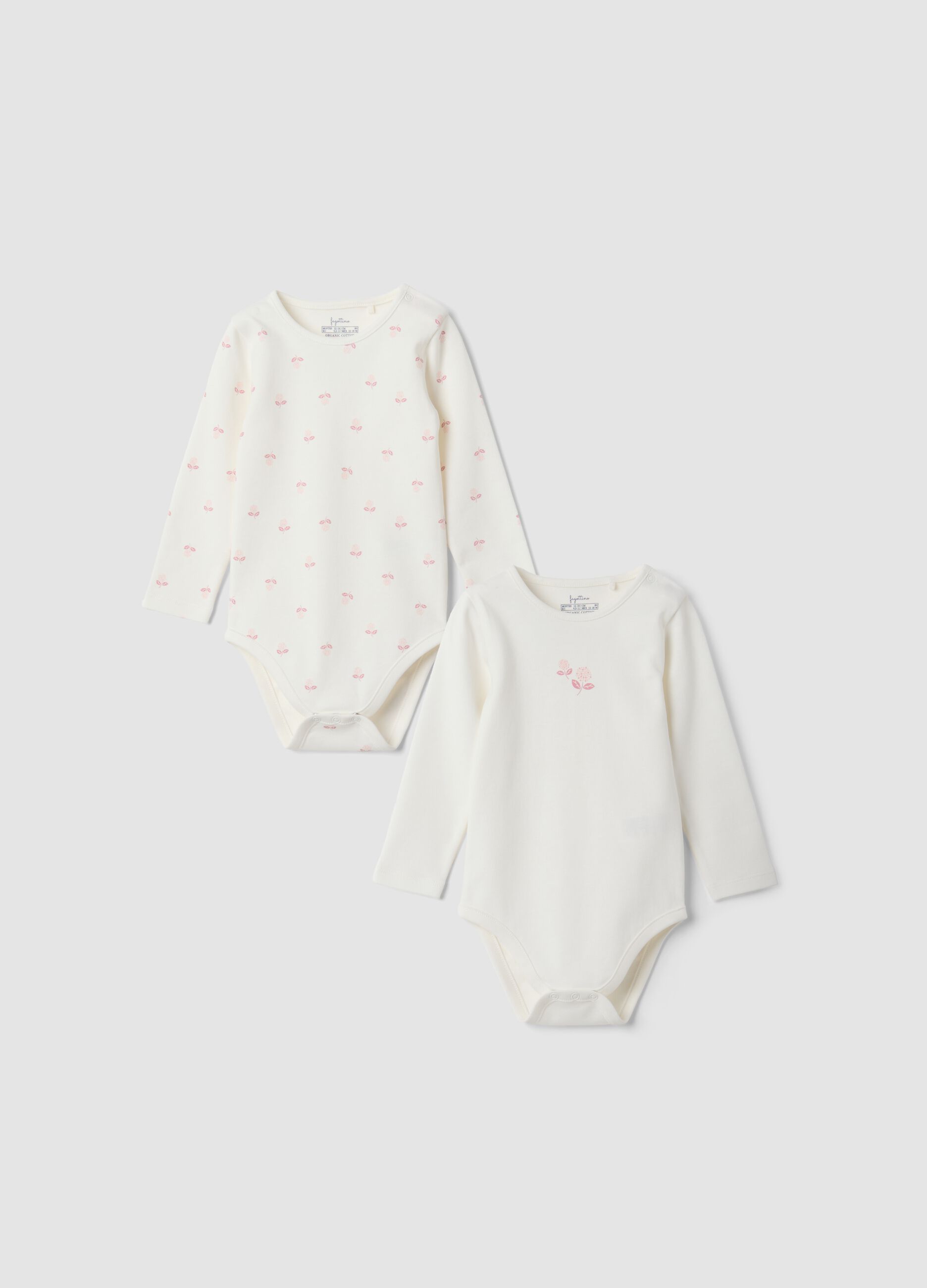 Bipack body bianchi in puro cotone organico girocollo per neonata
