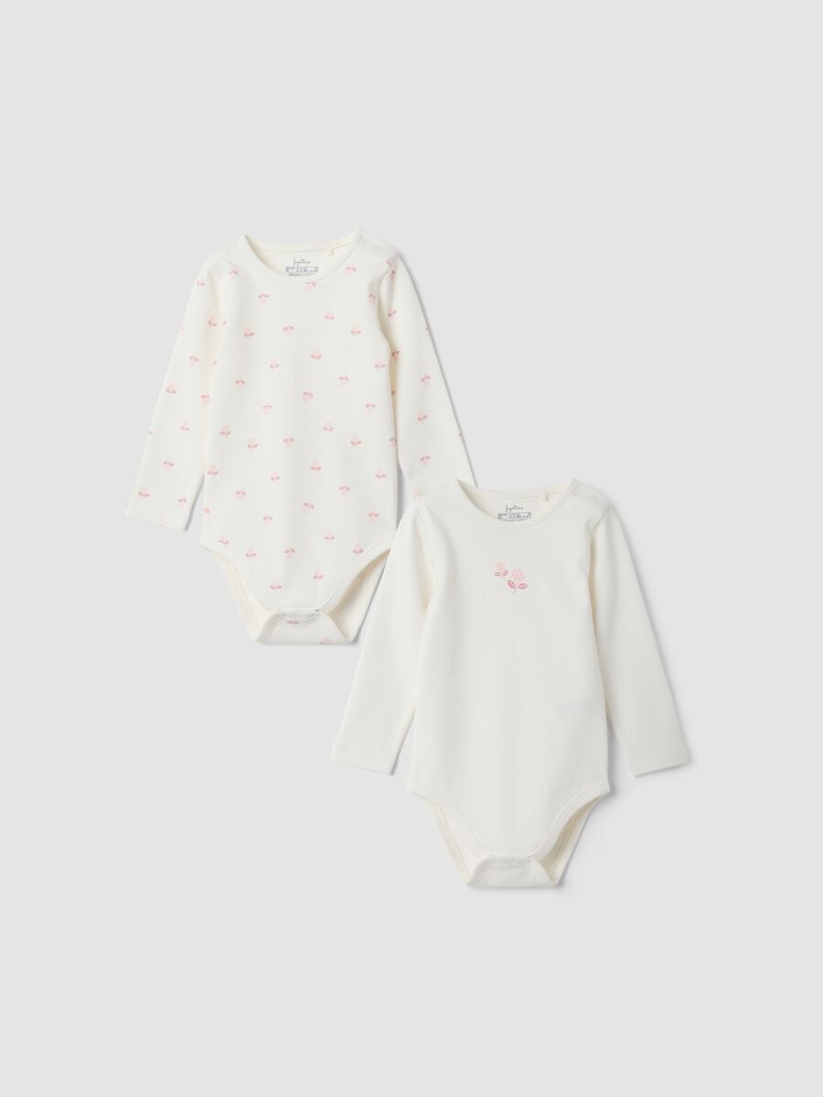Bipack body bianchi in puro cotone organico girocollo per neonata_0