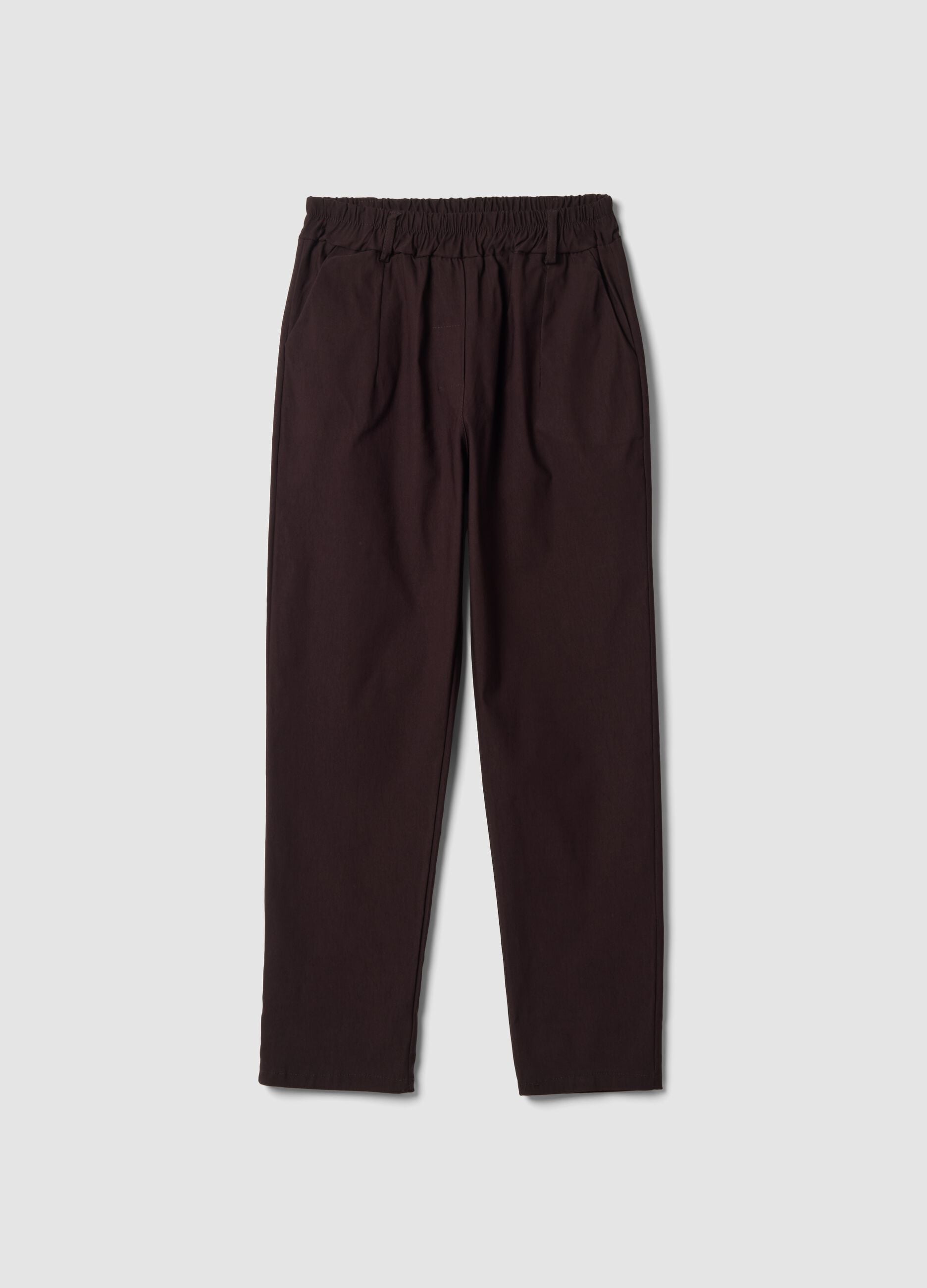 Dark brown regular-fit stretch viscose trousers