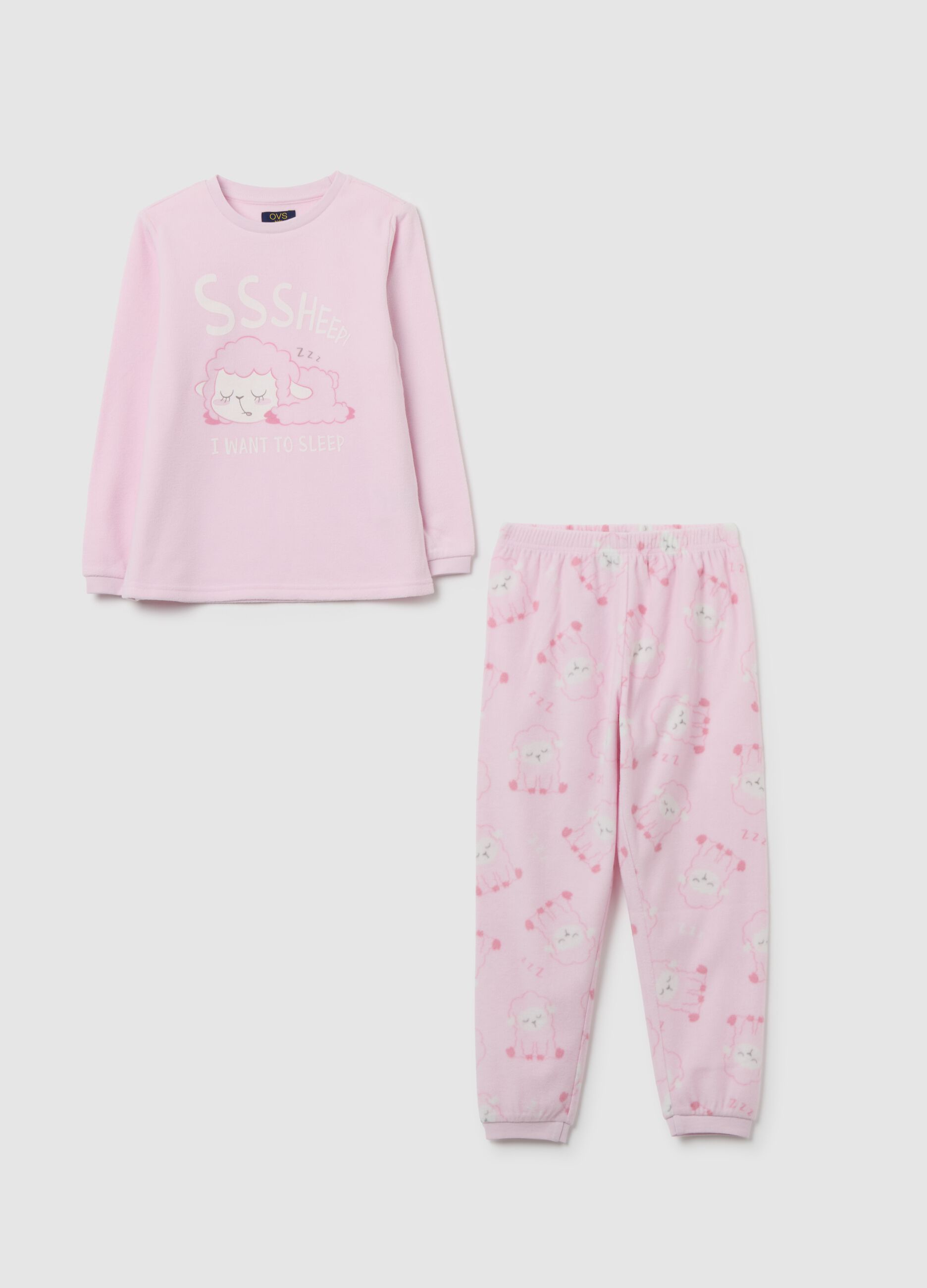 Pink fleece pyjamas for girls
