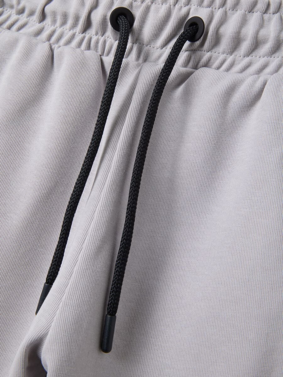 Grey cotton-blend bermuda shorts with elasticated waist_2