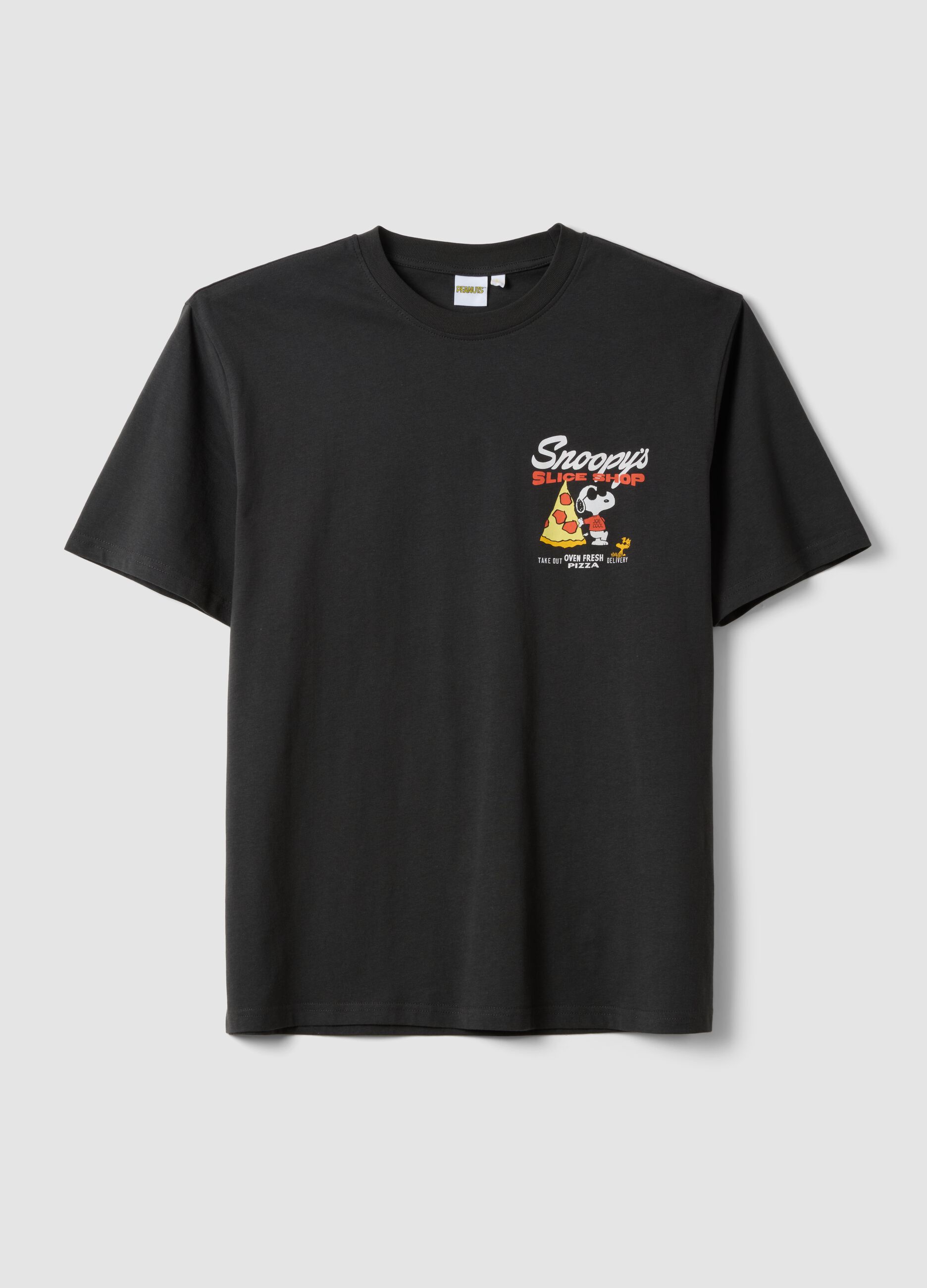 Grey pure cotton Peanuts printed T-shirt, relaxed fit