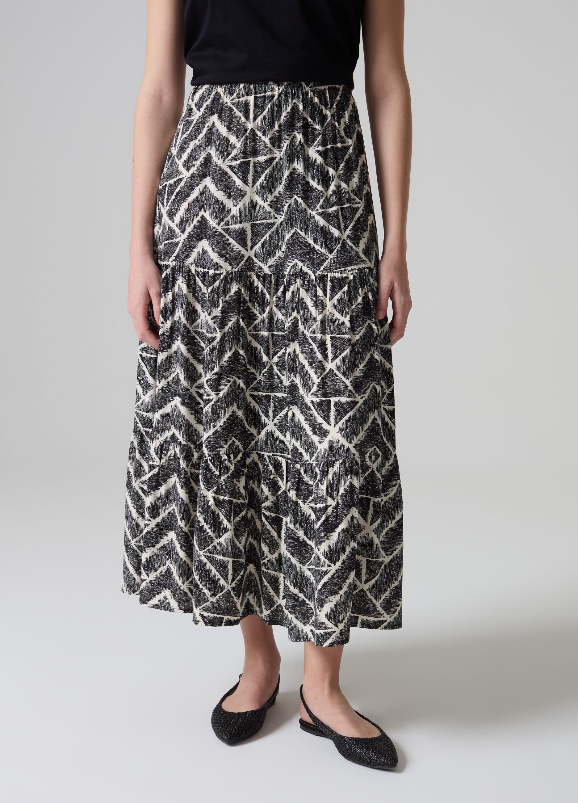 Long tiered skirt in viscose