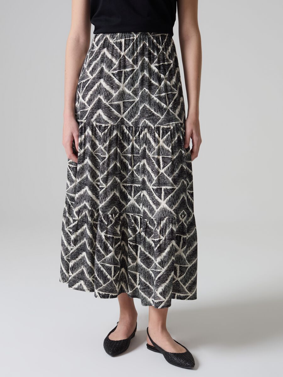 Long tiered skirt in viscose_2