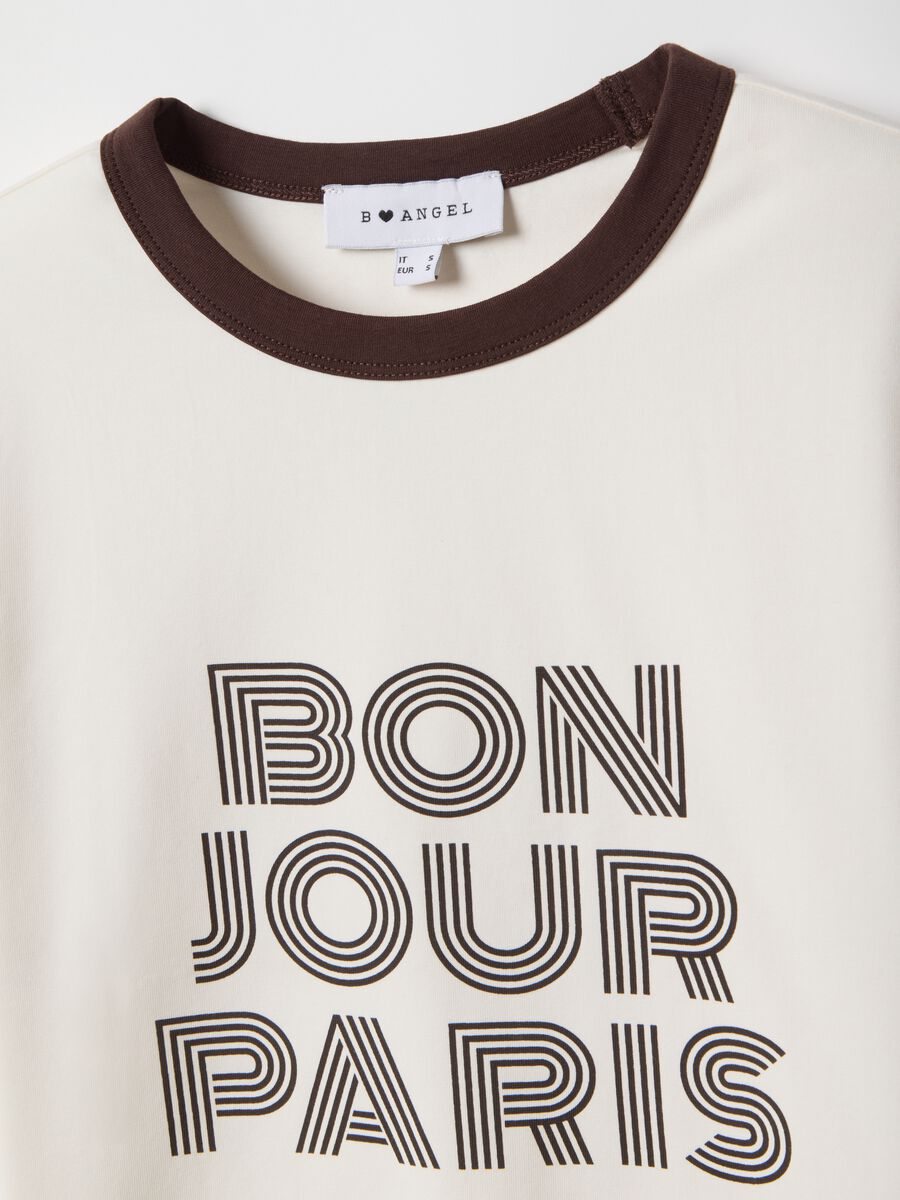 White stretch cotton regular fit T-shirt with print_5