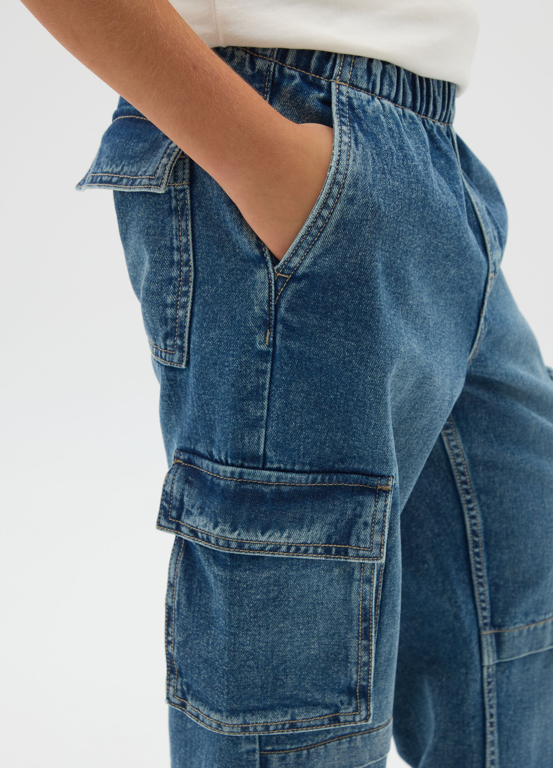 Boys' relaxed fit pure cotton denim trousers