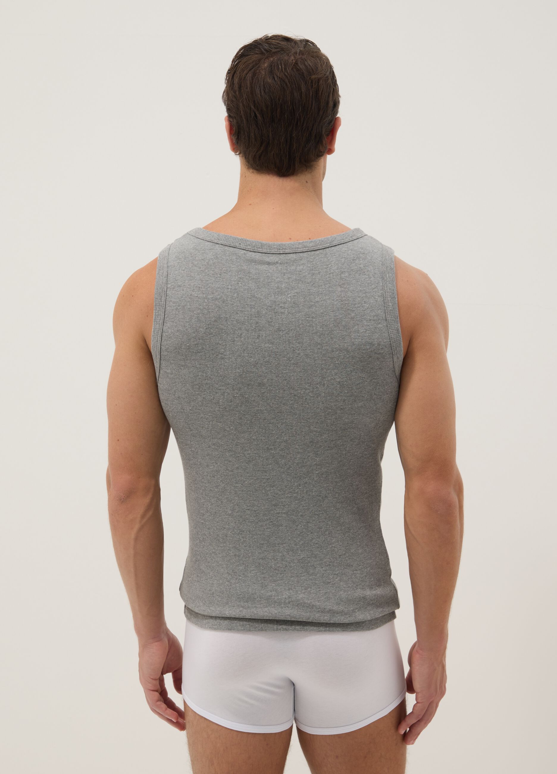 Grey regular fit cotton tank top