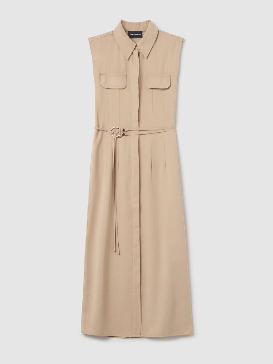 Long sleeveless shirt dress_4