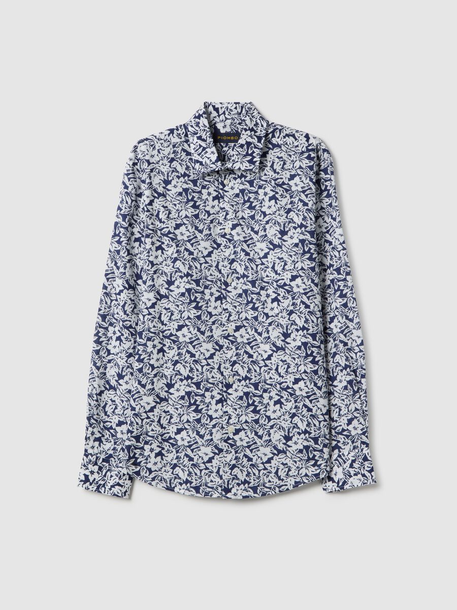 Camicia in puro cotone multicolor regular fit con motivo floreale_4