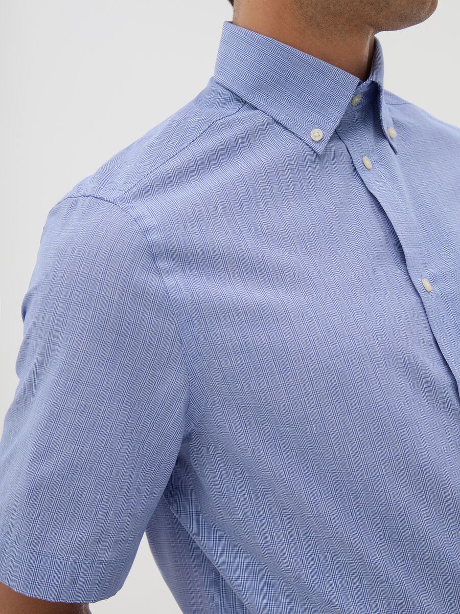 Men's blue cotton blend regular fit shirt_3