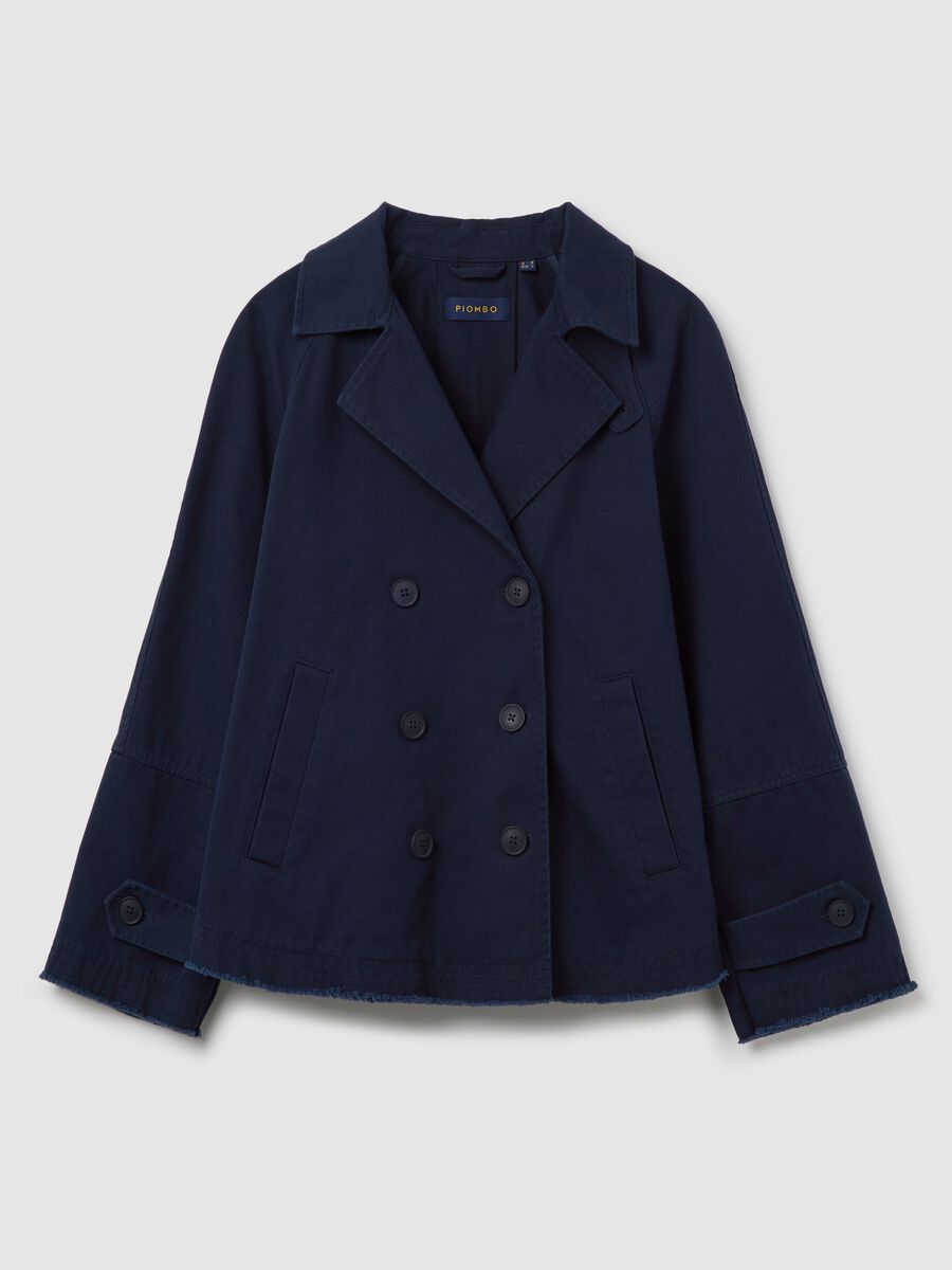 Short double-breasted trench coat in cotton_4