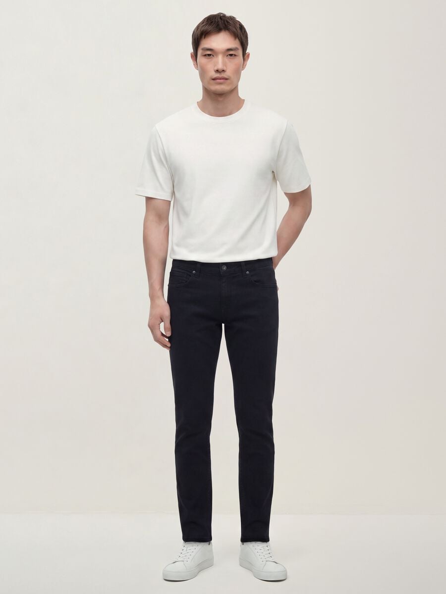 Black slim-fit stretch cotton denim jeans_0