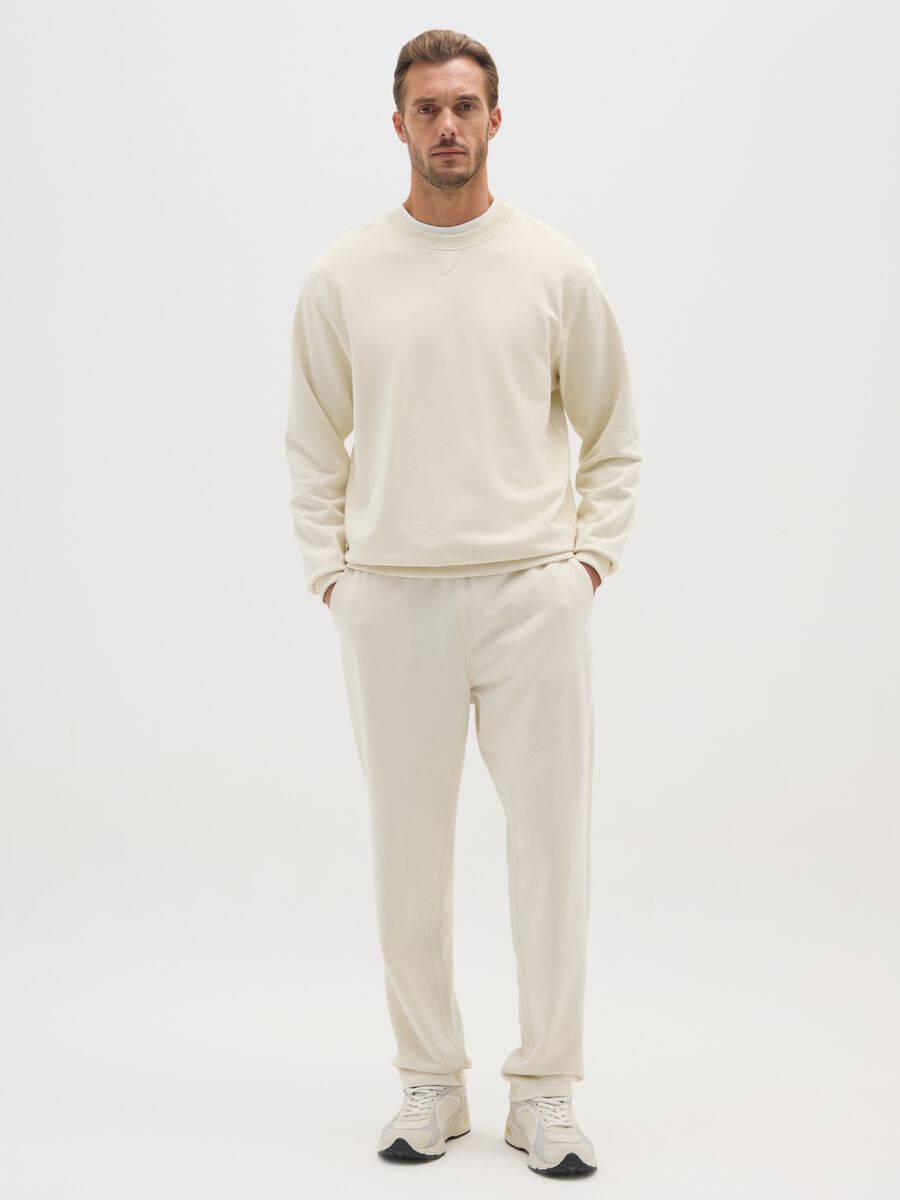 Regular fit beige pure cotton sweatshirt_1