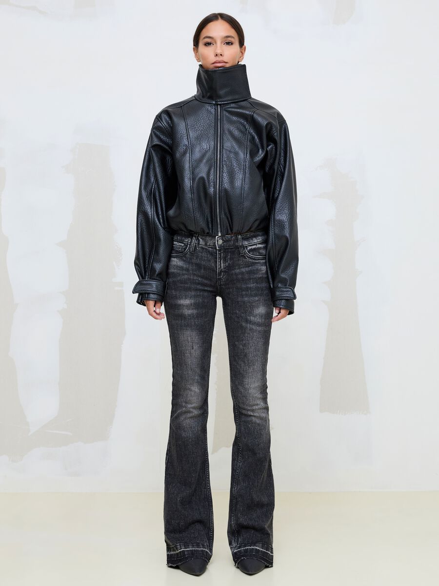 Oversized Faux Leather Jacket Black_5