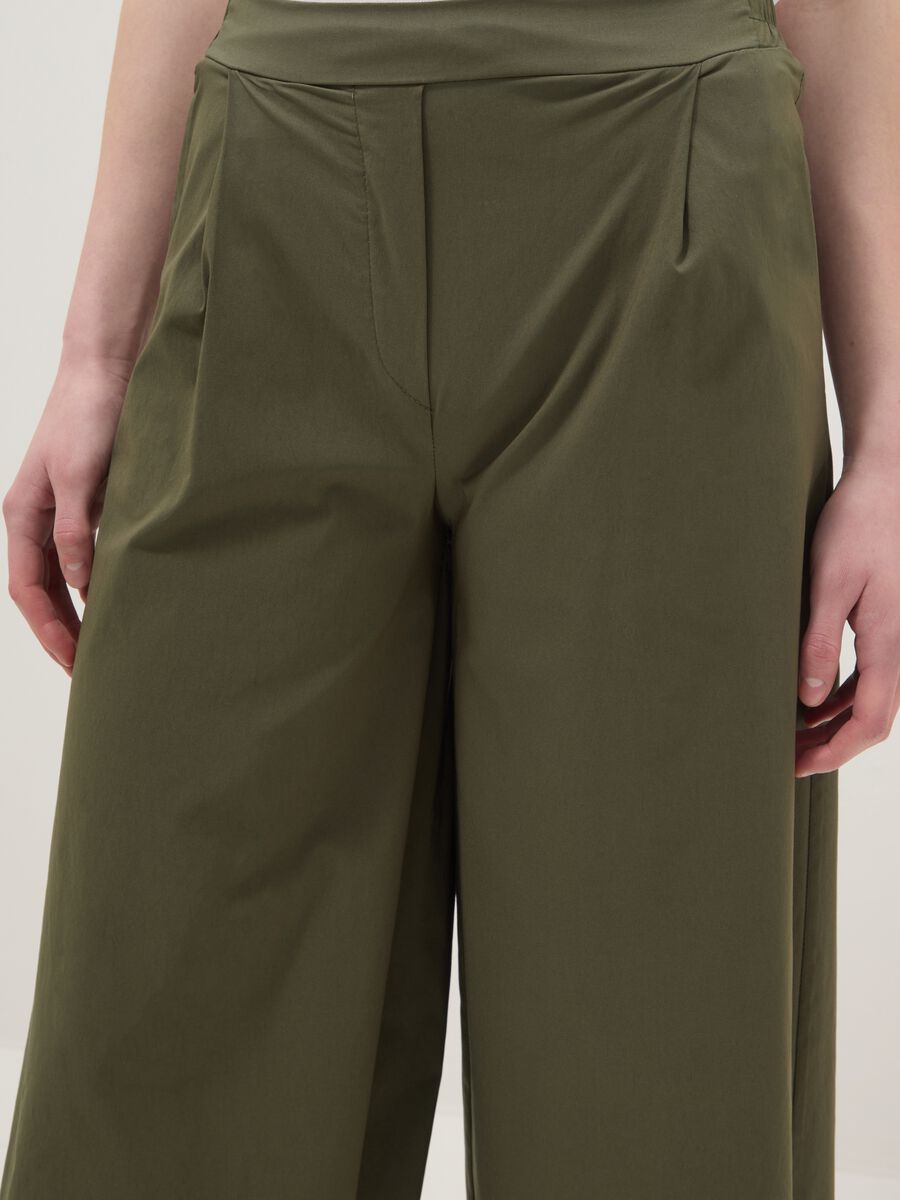 Regular fit green stretch viscose blend jogger trousers_3