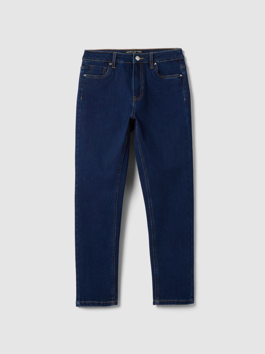 Jeans blu skinny in cotone e viscosa elasticizzato_4