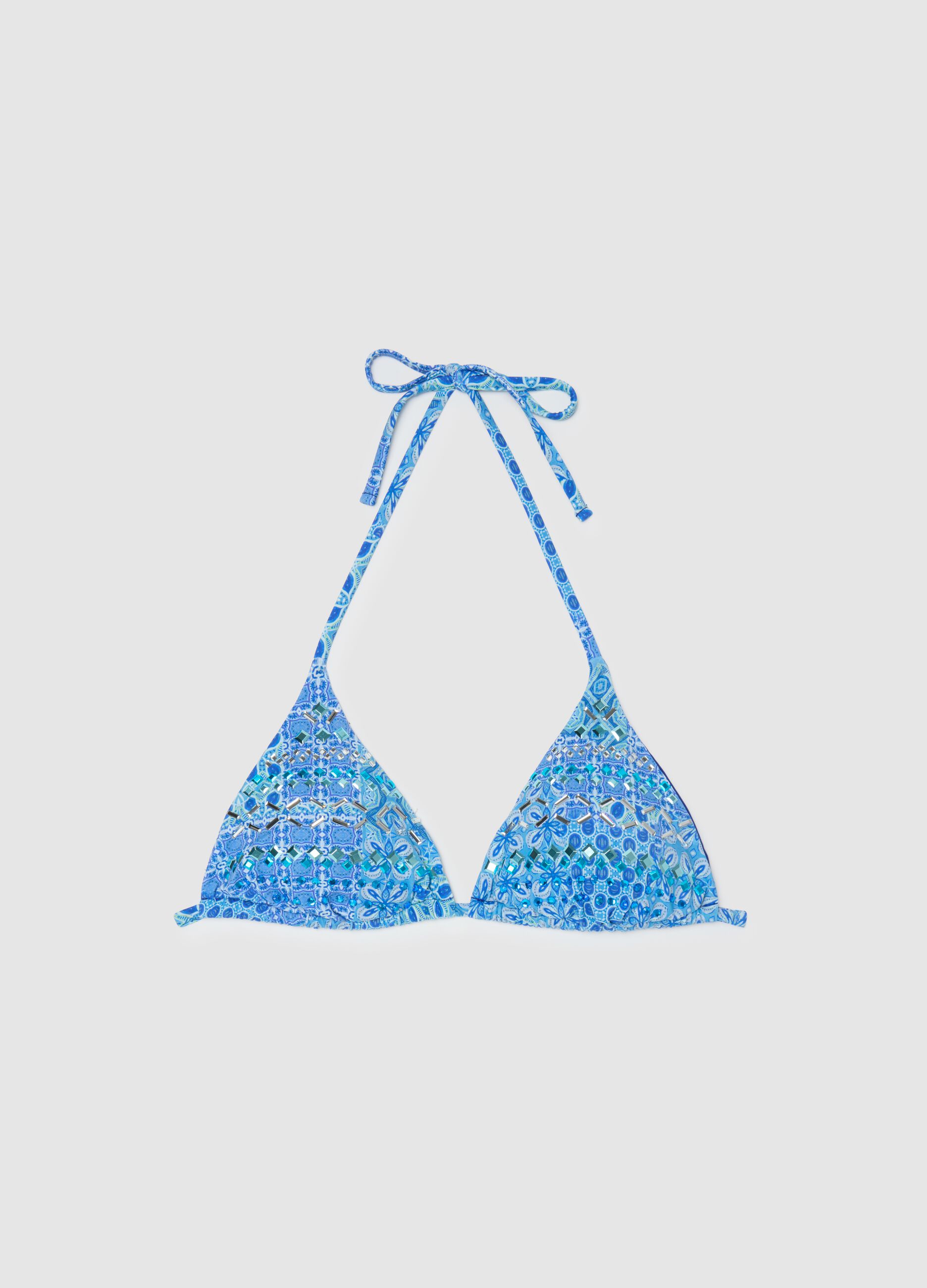 Women's regular fit blue fabric bikini