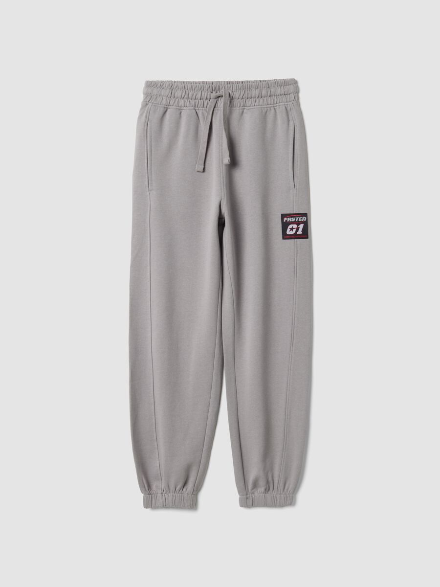 Pantaloni jogger grigi in puro cotone relaxed fit_0