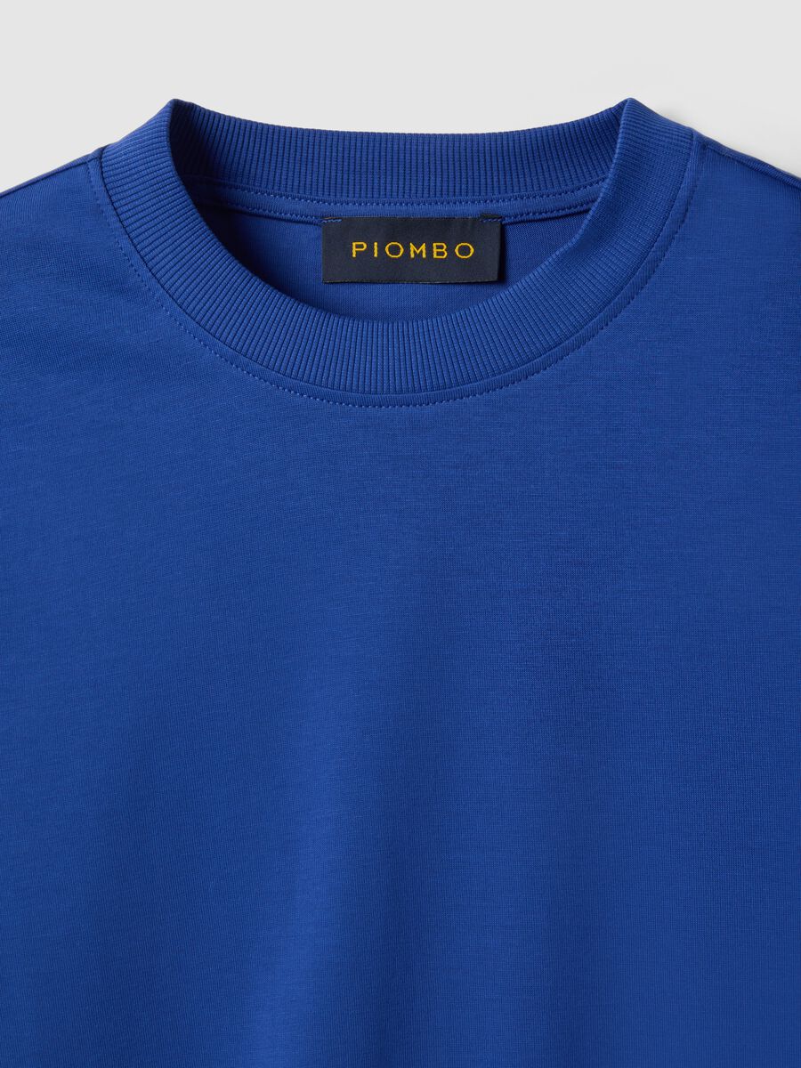 Regular fit blue crew neck cotton T-shirt_5