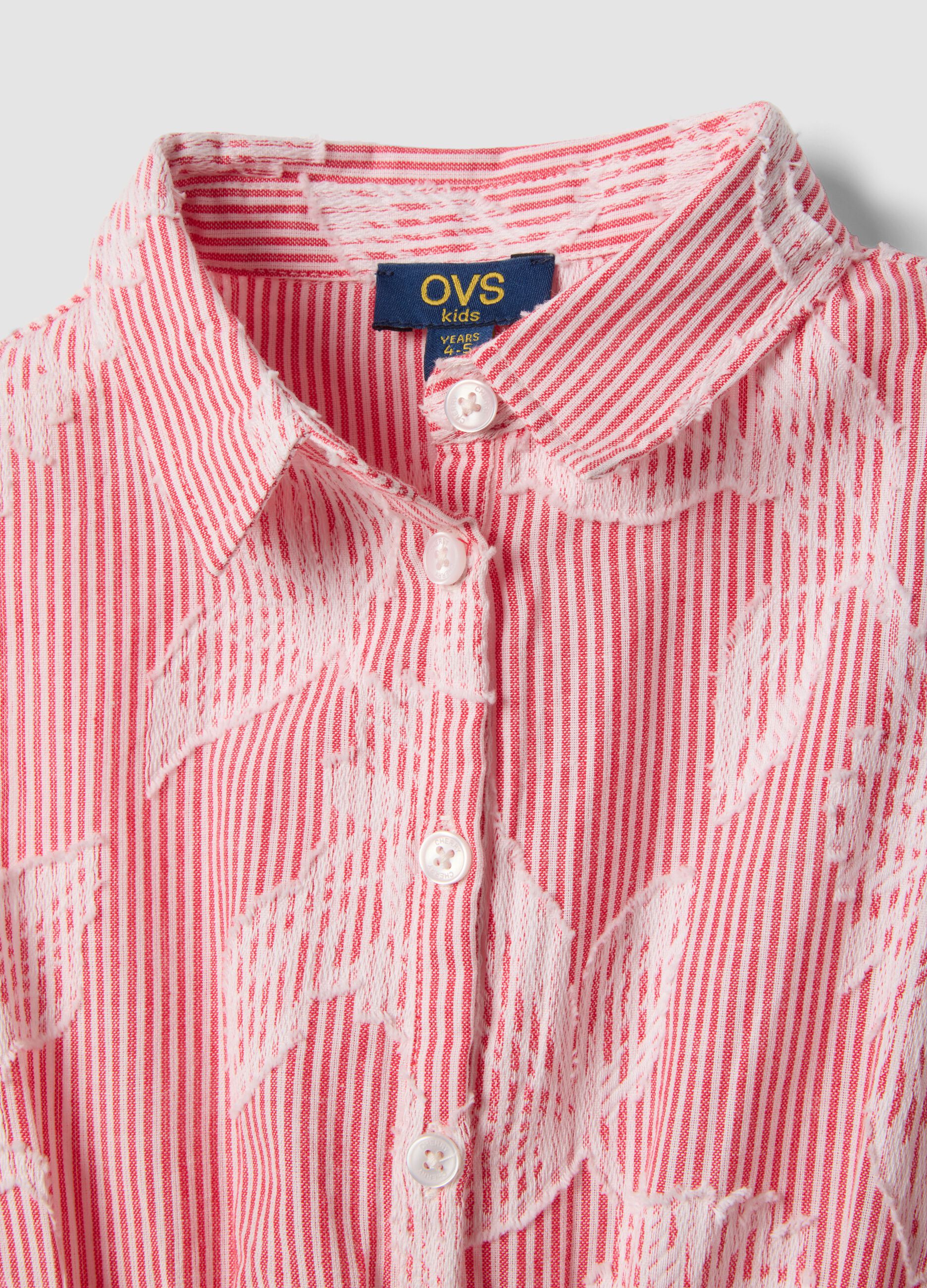 Girls&rsquo; pure cotton pink striped dress