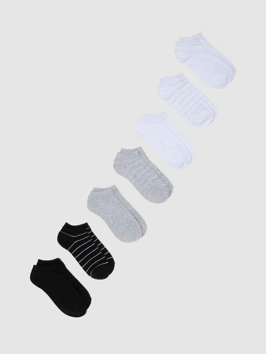 Multipack di sette calzini fantasmini a righe multicolor in misto cotone_0