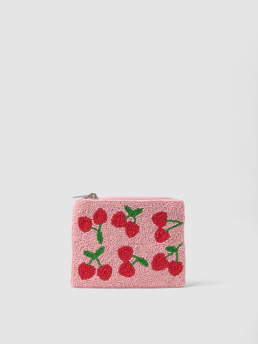 Multicoloured beaded cherry coin purse_0