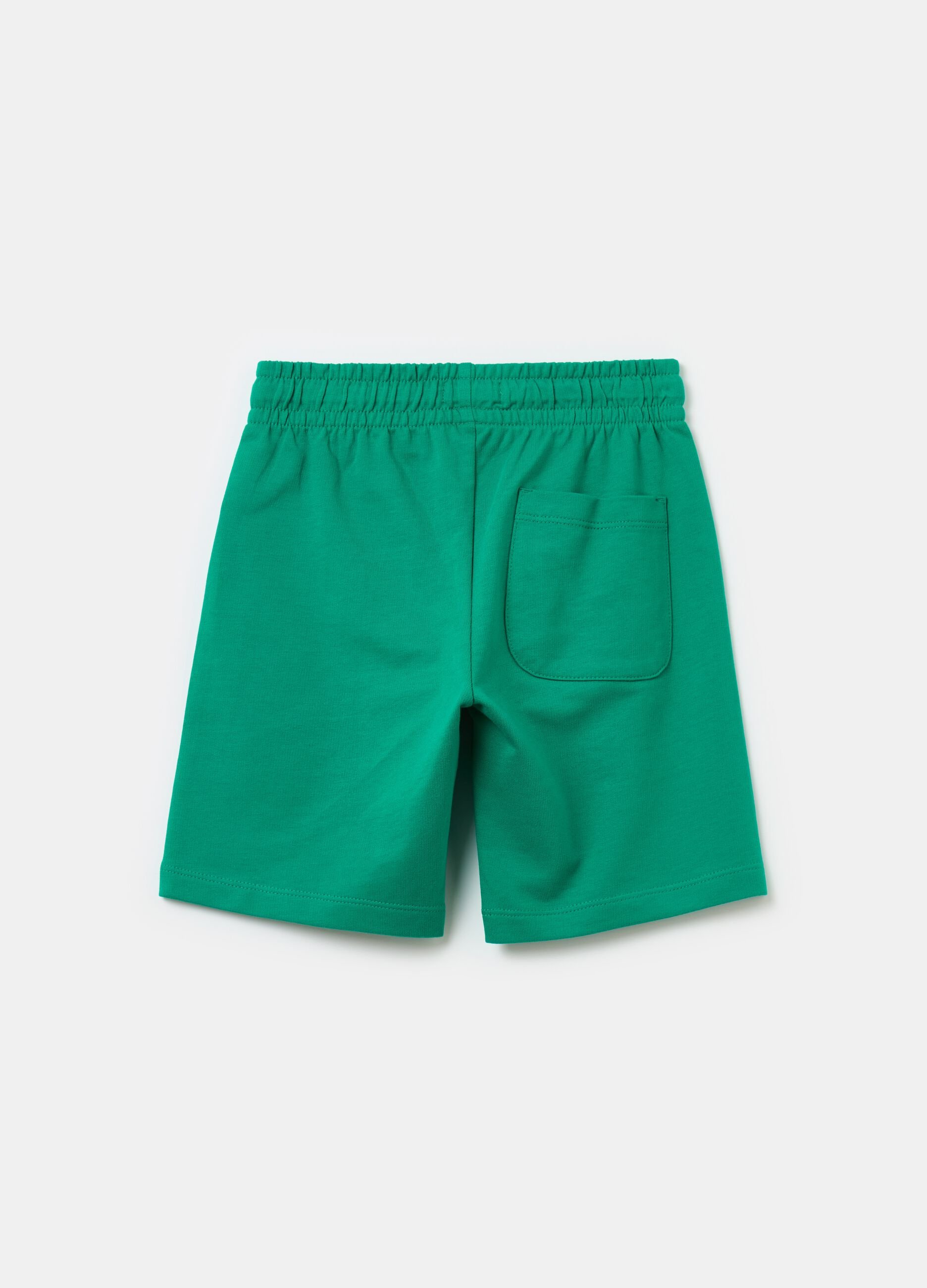 Fleece Bermuda shorts with drawstring