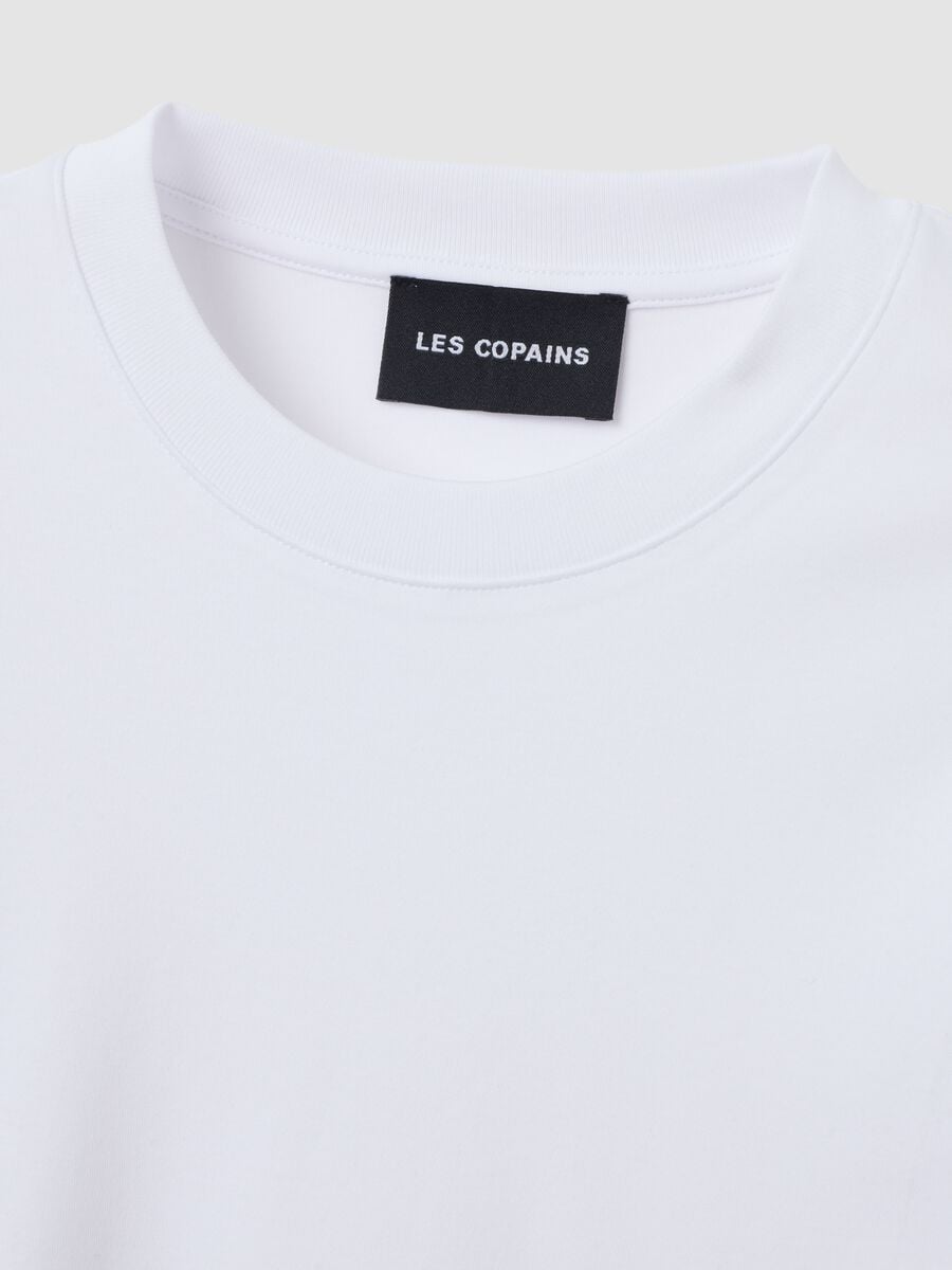 White boxy-fit T-shirt in cotton and viscose blend_5