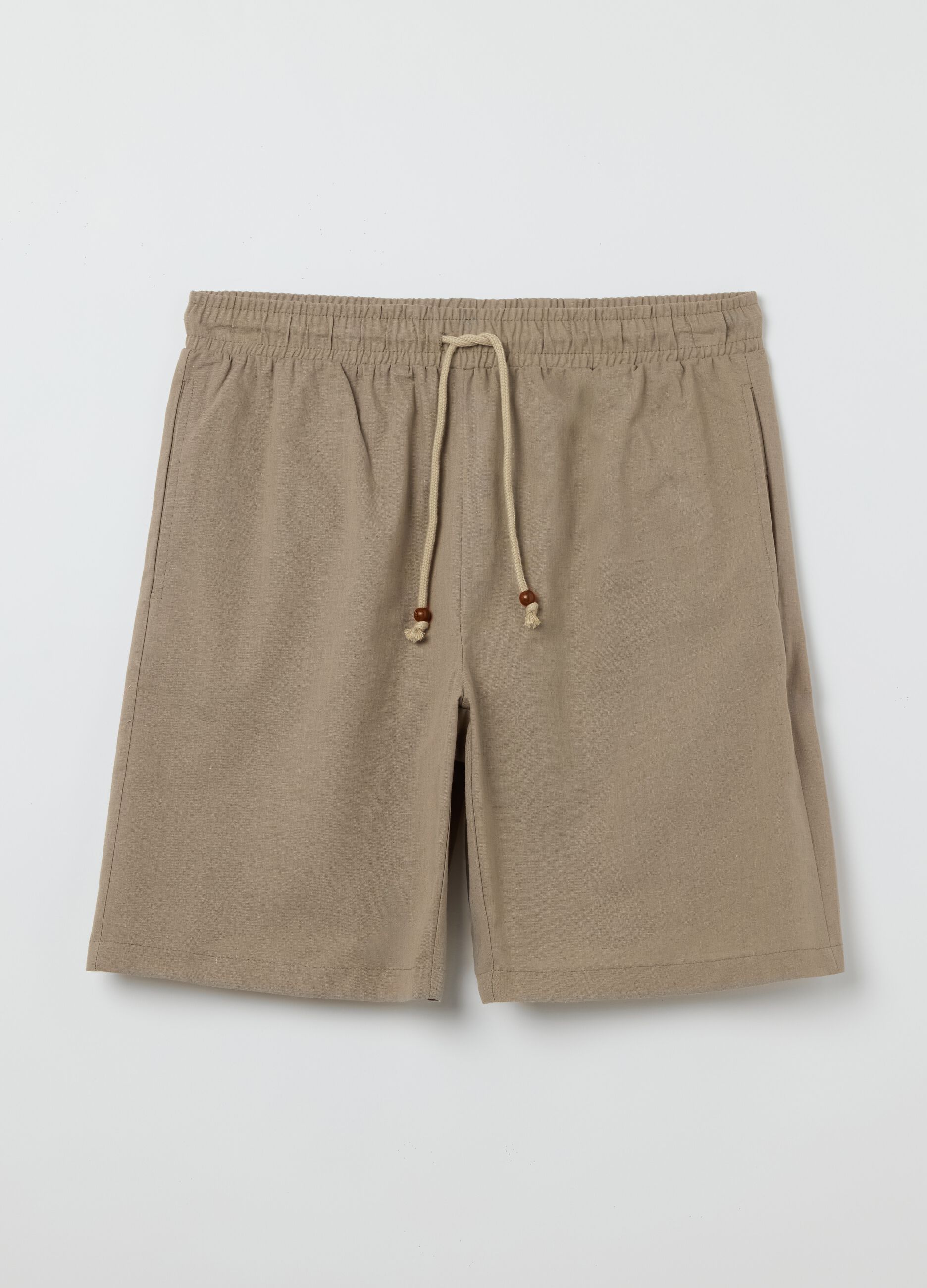 Beige pyjama shorts in cotton and linen
