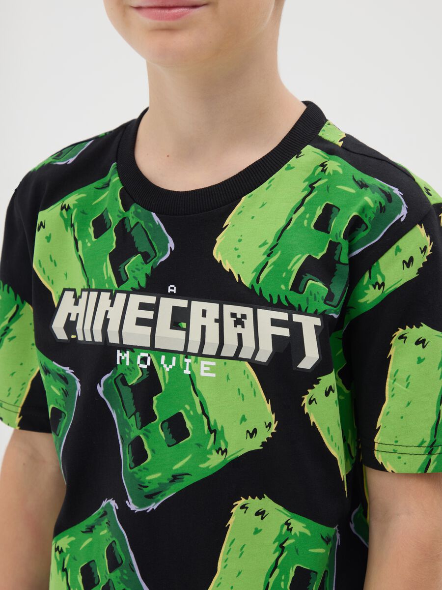 T-shirt da ragazzo in puro cotone multicolor oversize stampa Minecraft_1