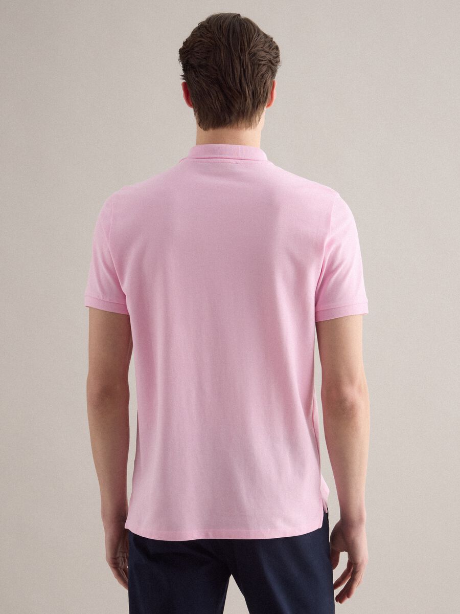 Polo a maniche corte in puro cotone rosa regular fit_2