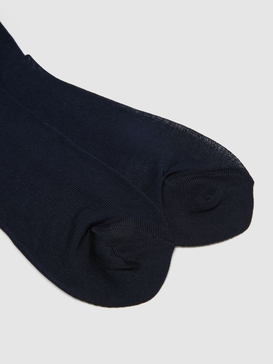 Tripack calze lunghe in puro cotone blu regular fit_2
