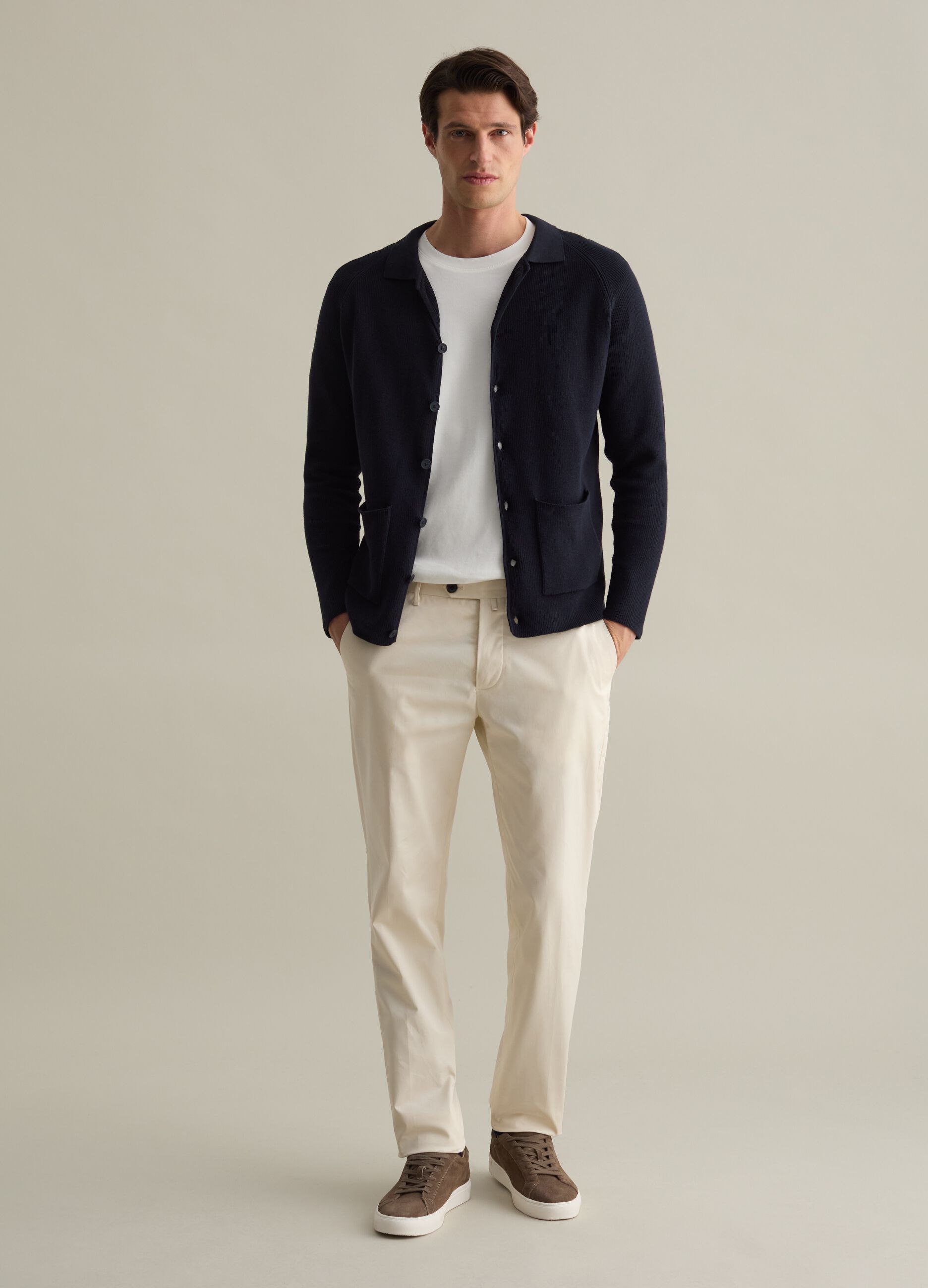 Cotton cardigan with collar