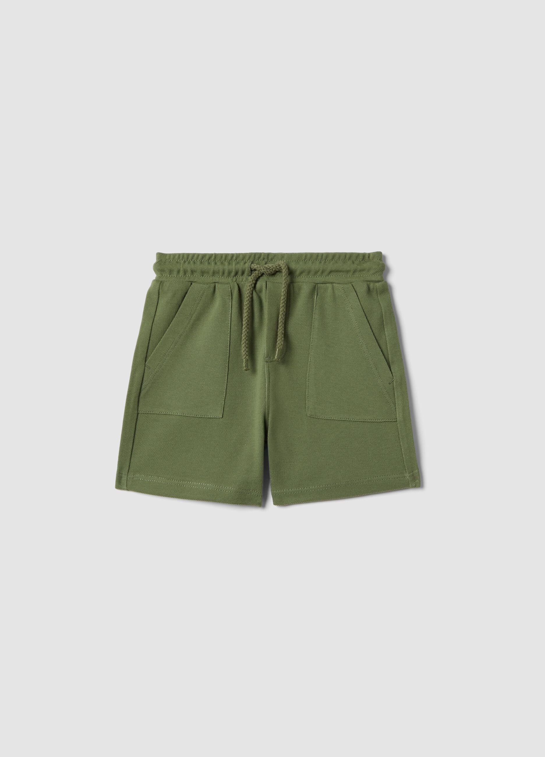 Boys' regular fit green organic cotton shorts