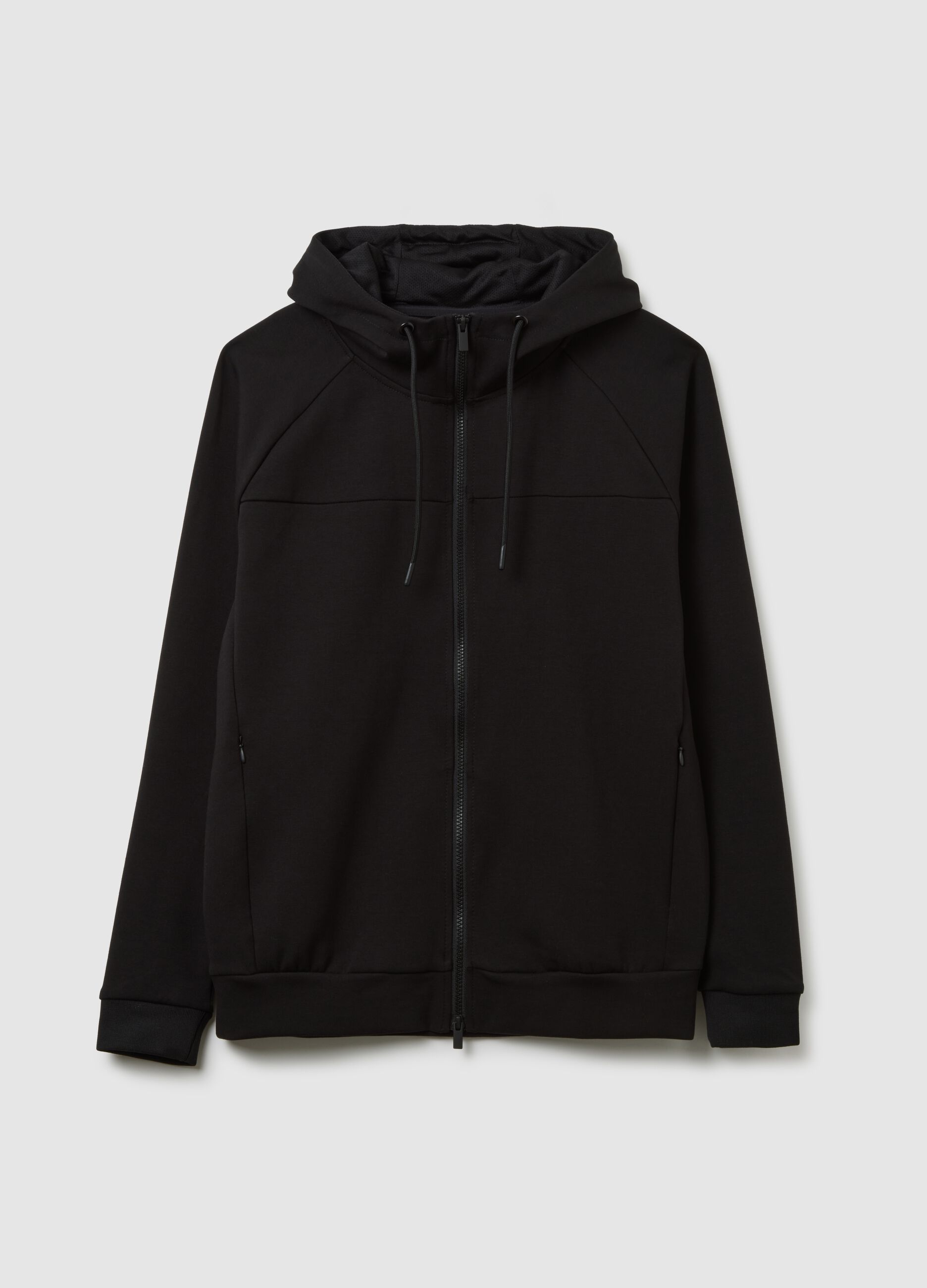 Felpa in misto cotone nero regular fit con zip
